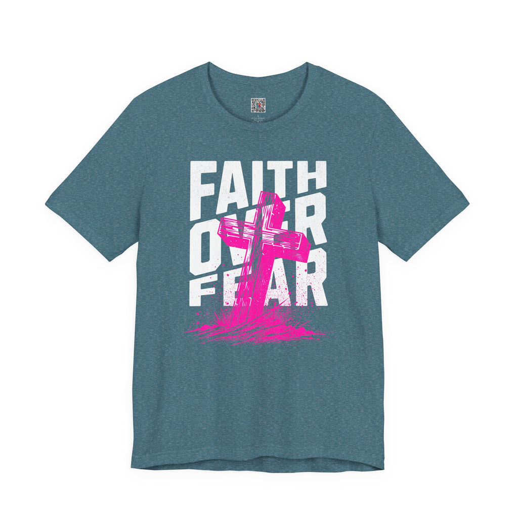 Faith Over Fear T-Shirt | Pink Cross Christian Tee | Cr8tive Designs