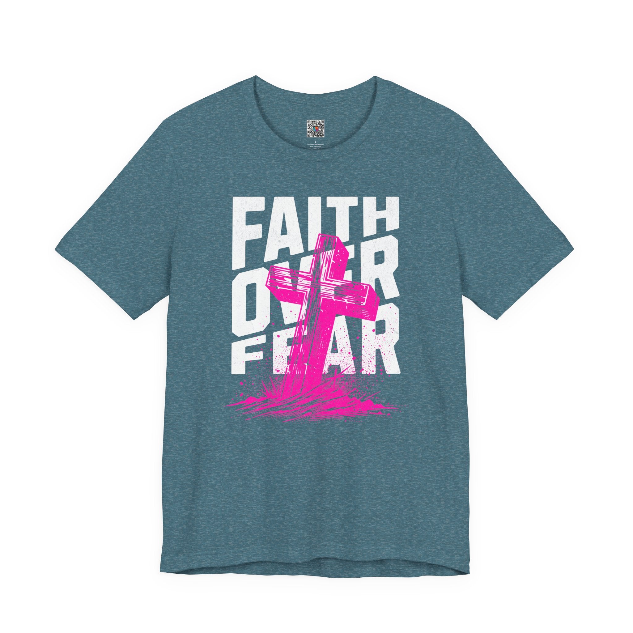 Faith Over Fear T-Shirt | Pink Cross Christian Tee | Cr8tive Designs