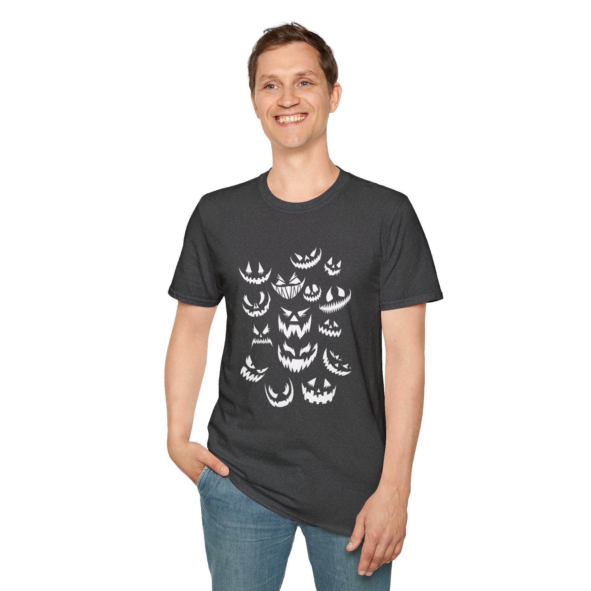 Halloween Jack-O'-Lantern Faces T-Shirt | Spooky Pumpkin Smile Tee | Cr8tive Designs