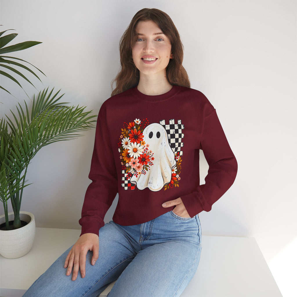 Floral Ghost Sweatshirt | Spooky Season Halloween Crewneck | Cr8tive Designs