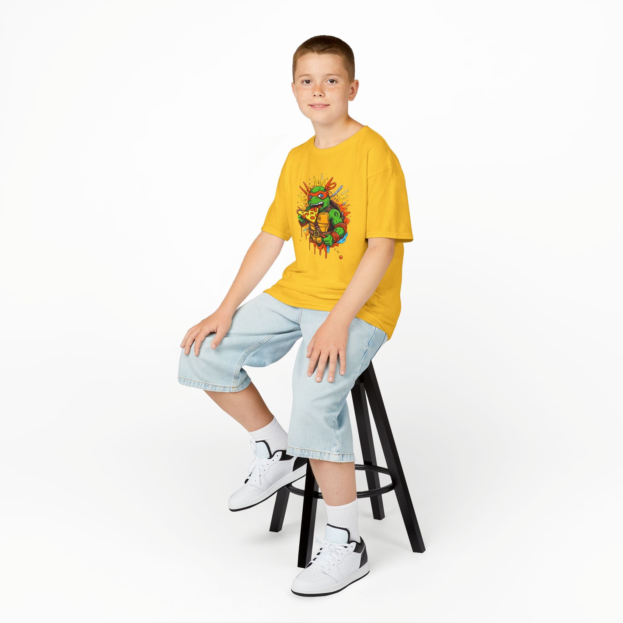 Pizza-Loving Ninja Turtle Youth Tee | Colorful Comic-Inspired T-Shirt | Cr8tive Designs
