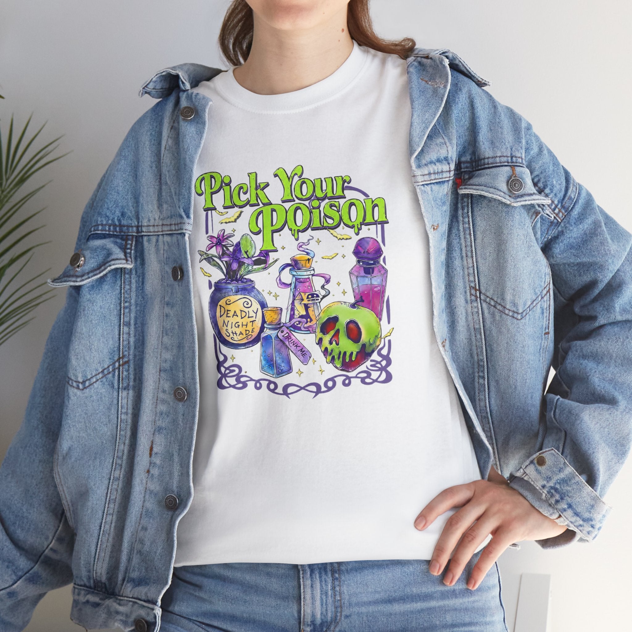 Pick Your Poison | Colorful Witchy Halloween Graphic T-Shirt | Cr8tive Designs