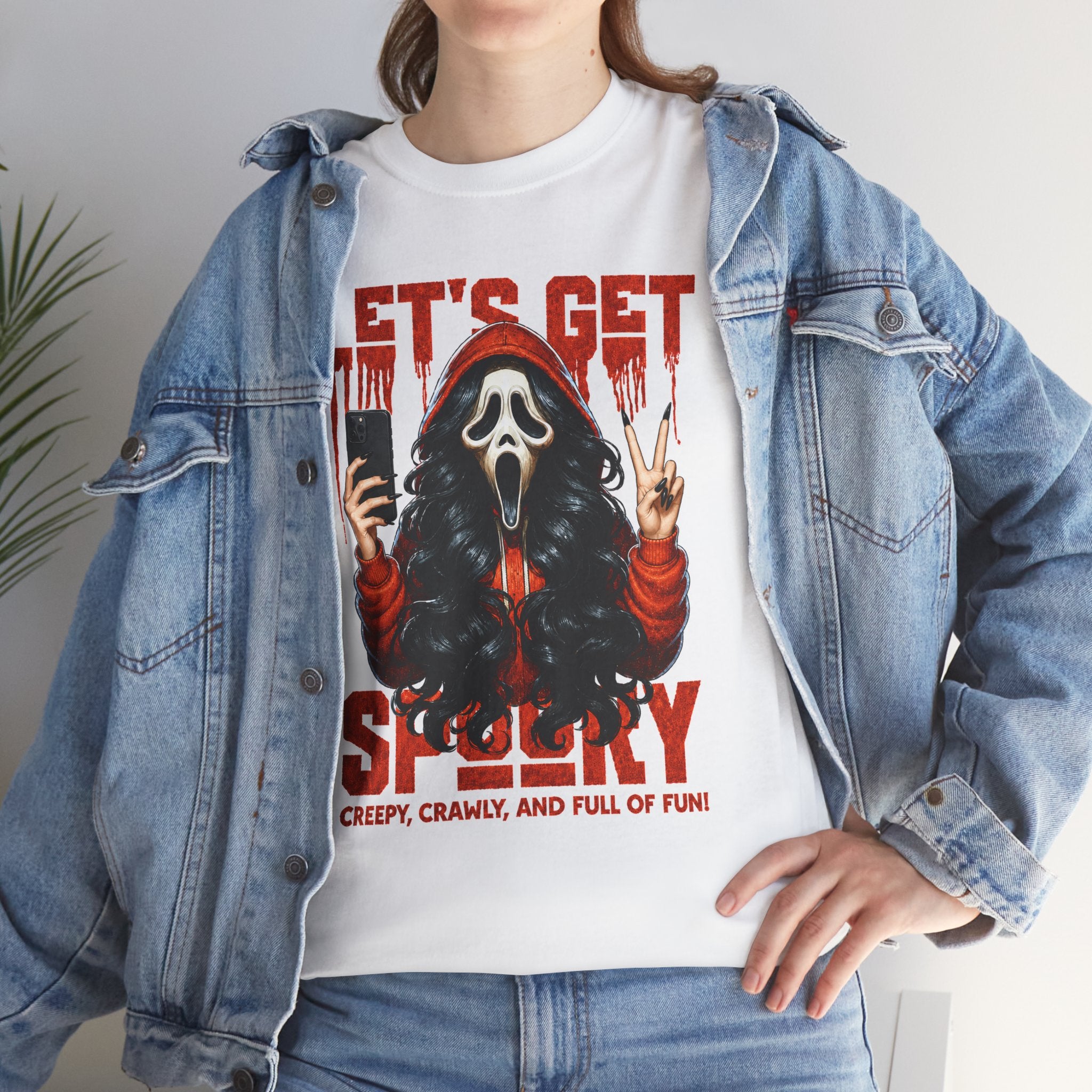 Let's Get Spooky Ghostface Selfie T-Shirt | Halloween Horror Graphic Tee | Cr8tive Designs