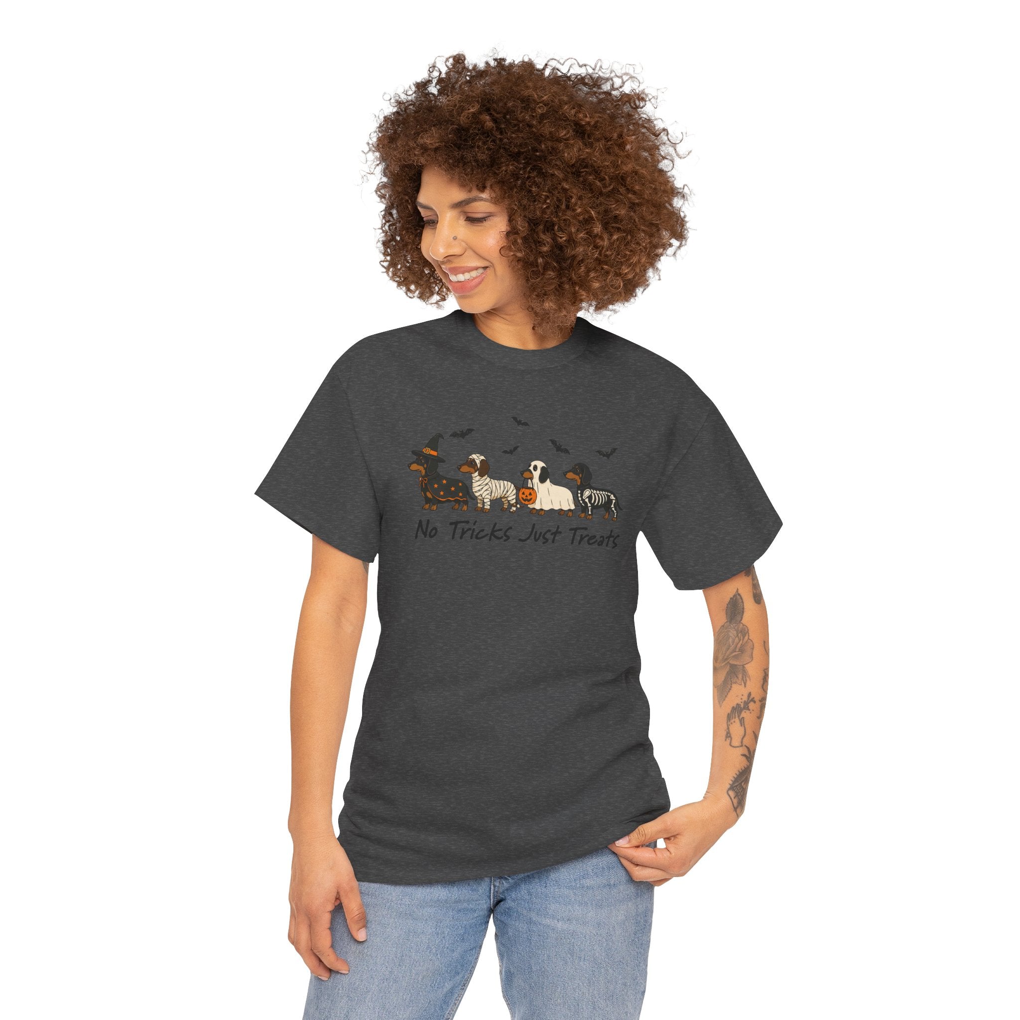 No Tricks Just Treats Tee | Cute Halloween Dogs Graphic T-Shirt | Cr8tive Designs