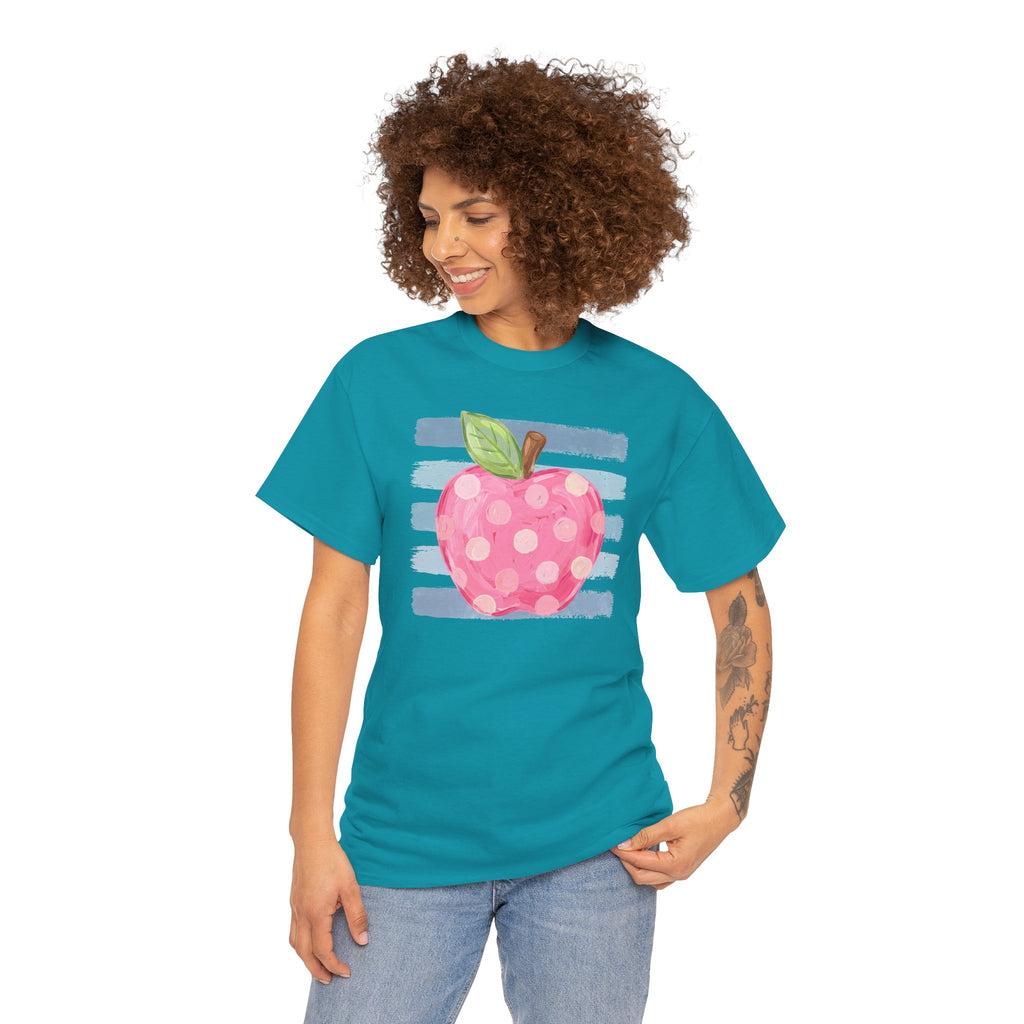 Pink Polka Dot Apple | Teacher Graphic T-Shirt | Cr8tive Designs