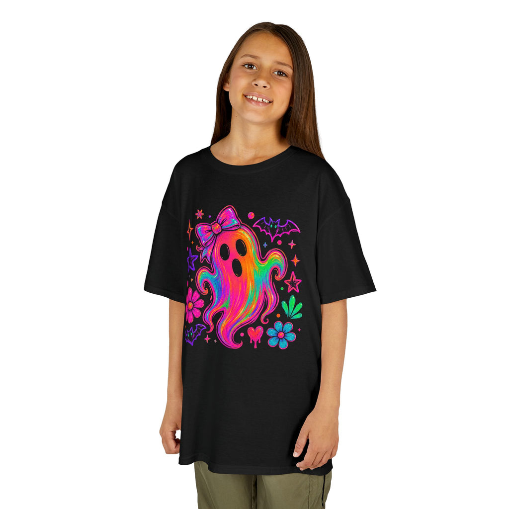 Rainbow Psychedelic Ghost Kids Tee | Bright Neon Halloween T-Shirt | Cr8tive Designs