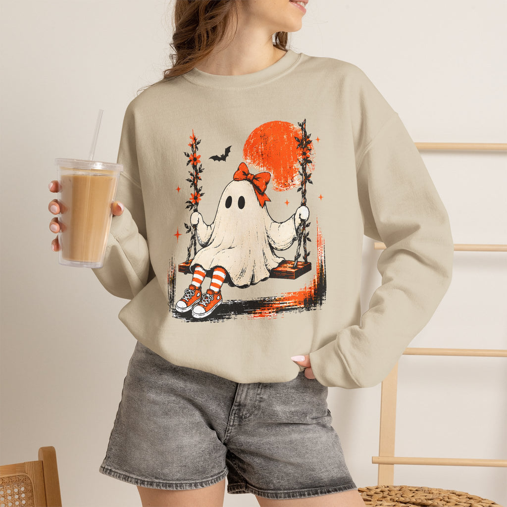 Vintage Swing Ghost Sweater| Cute Autumn Halloween Crewneck Sweater | Cr8tive Designs