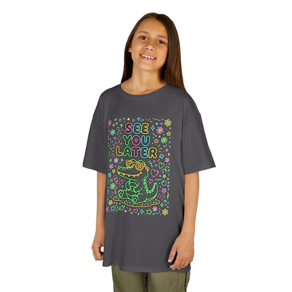 Kids T-Shirt | Neon alligator "See You Later" Cute Graphic Tee | Cr8tive Designs