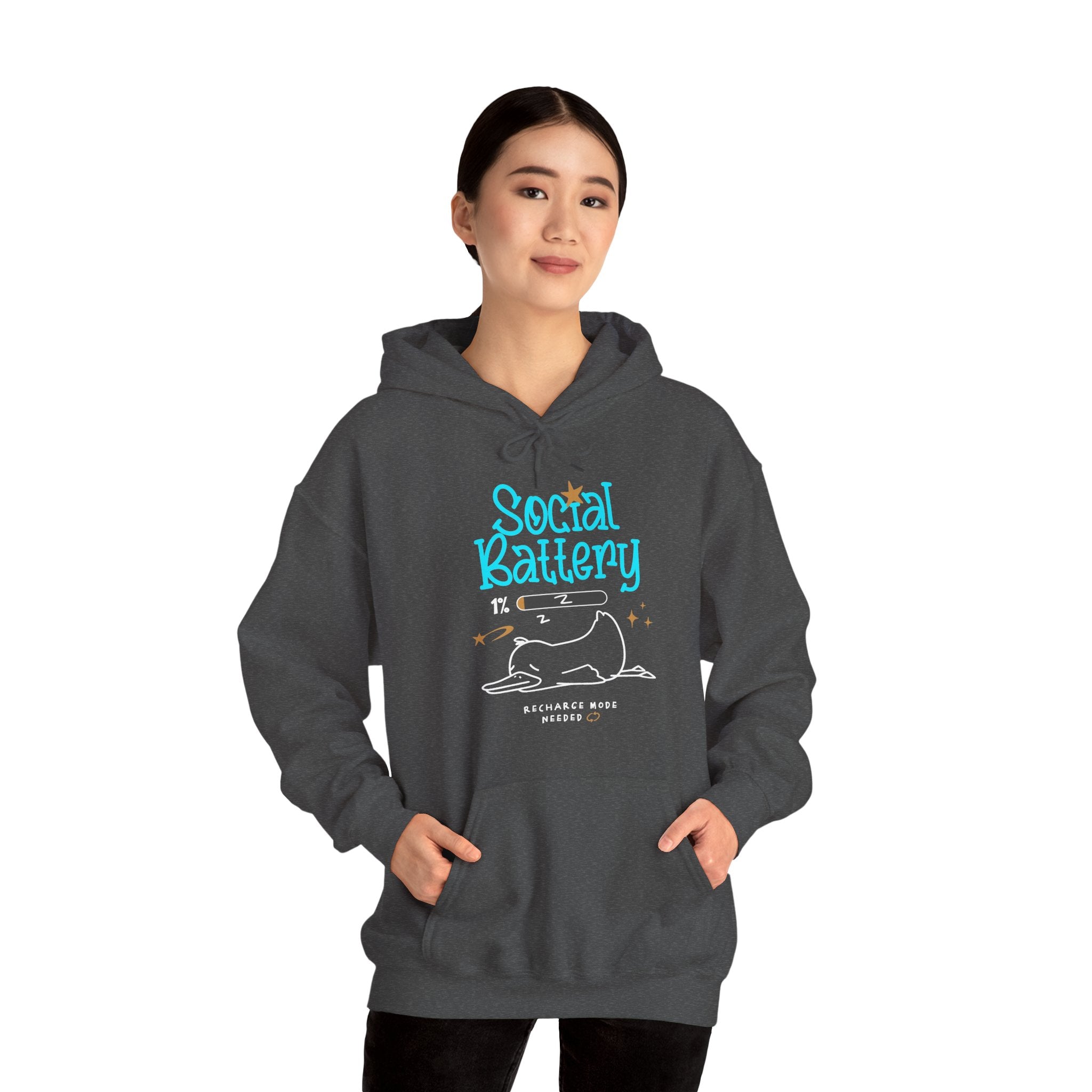 Social Battery 1% | Funny Introvert Hoodie | Cr8tive Designs