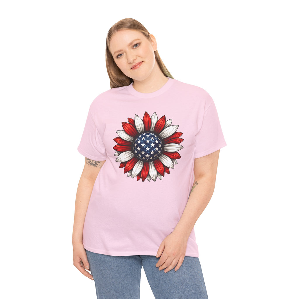 Patriotic Sunflower| American Flag Floral Tee for 4th of July| Cr8tive Designs