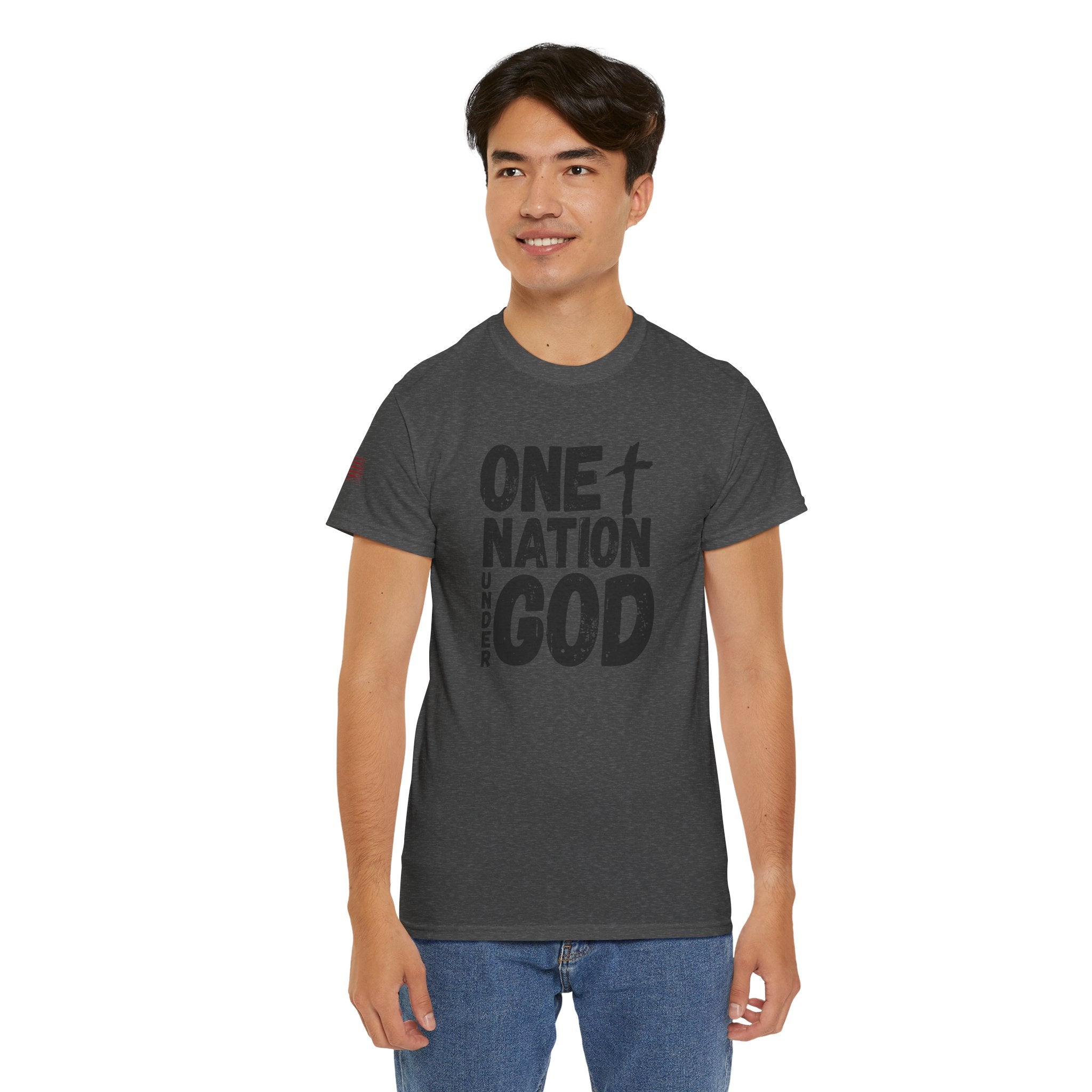 One Nation Under God T-Shirt — Patriotic Christian Tee with Cross Design