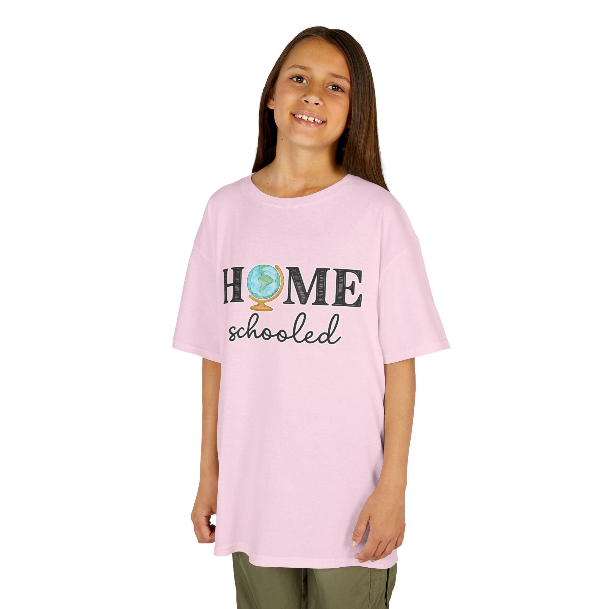 Homeschooled Kids T‑Shirt — Cute Globe 'Home Schooled' Tee for Homeschool Families