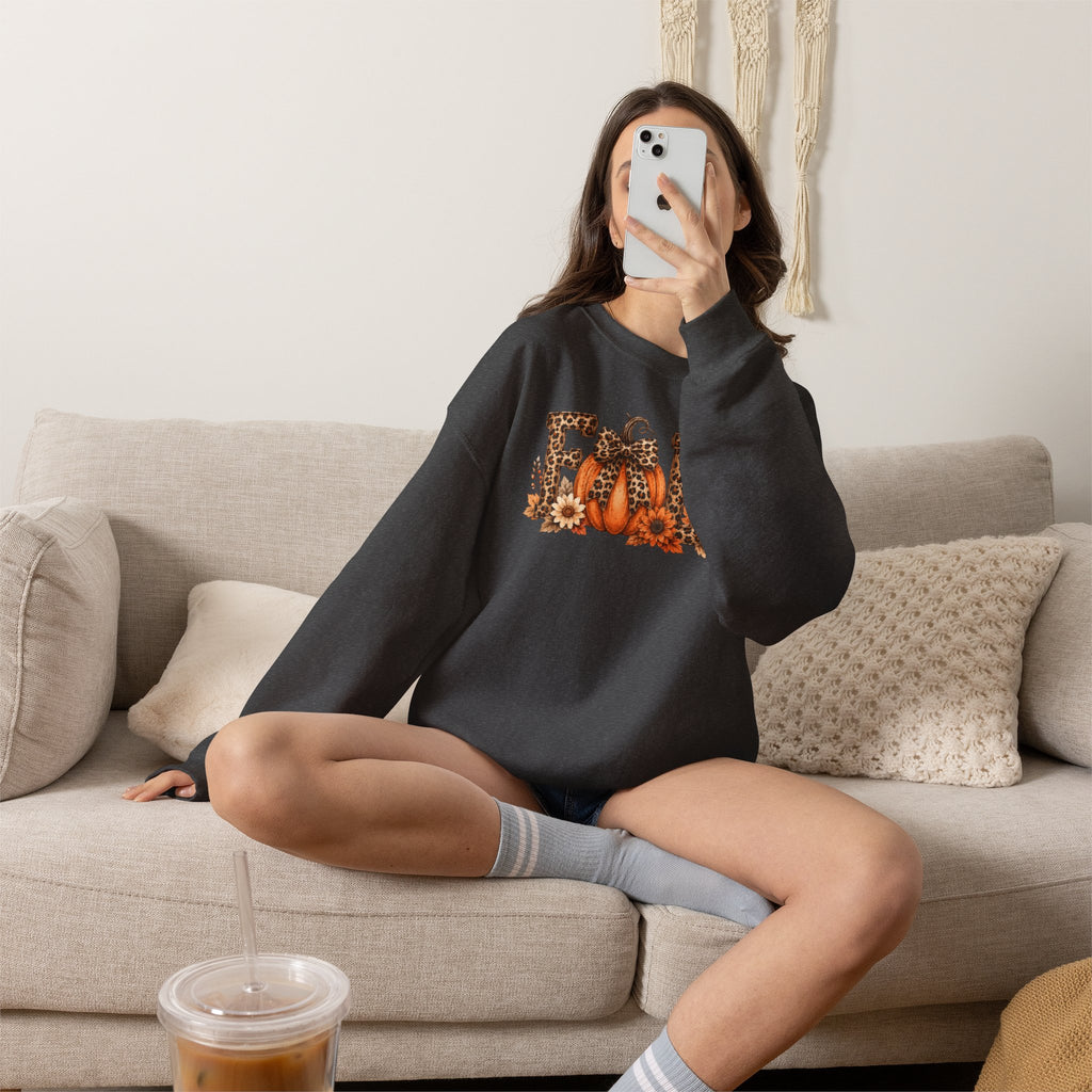 Leopard Fall Pumpkin Sweatshirt | Floral Autumn Lettering Crewneck | Cr8tive Designs