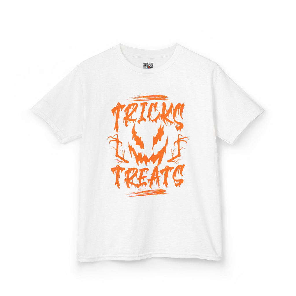 Kids Halloween Tee | 'Tricks & Treats' Spooky Jack-O'-Lantern Graphic | Cr8tive Designs