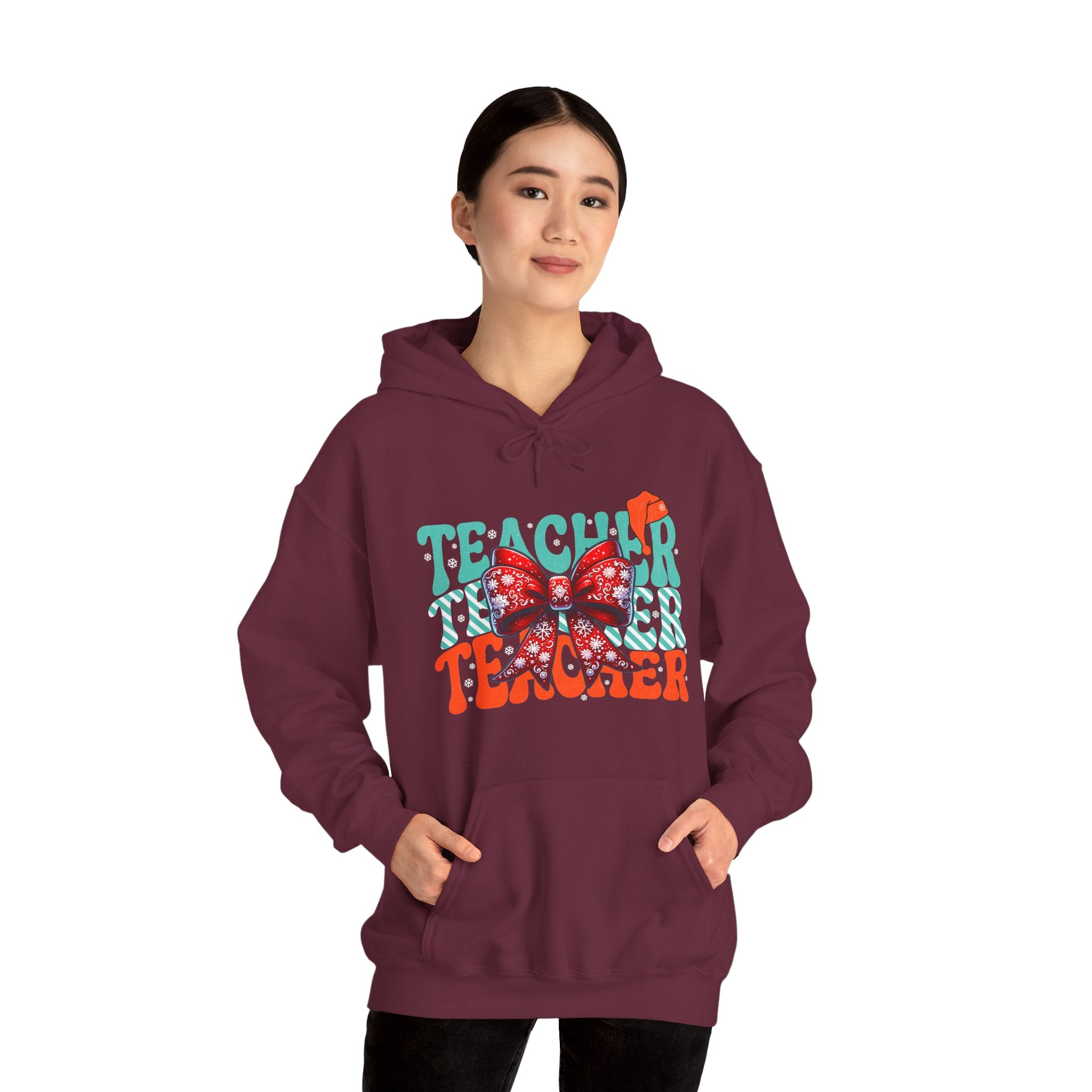 Teacher | Festive Christmas Bow Hoodie | Cr8tive Designs