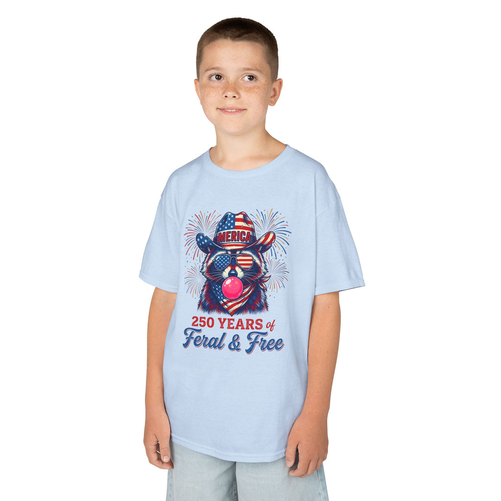 Kids '250 Years of Feral & Free' Patriotic Cow T-Shirt| Cr8tive Designs
