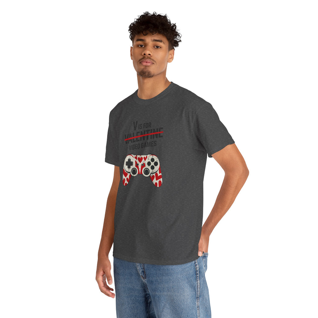 Valentine Video Games T-Shirt — “V is for Valentine” Gamer Tee