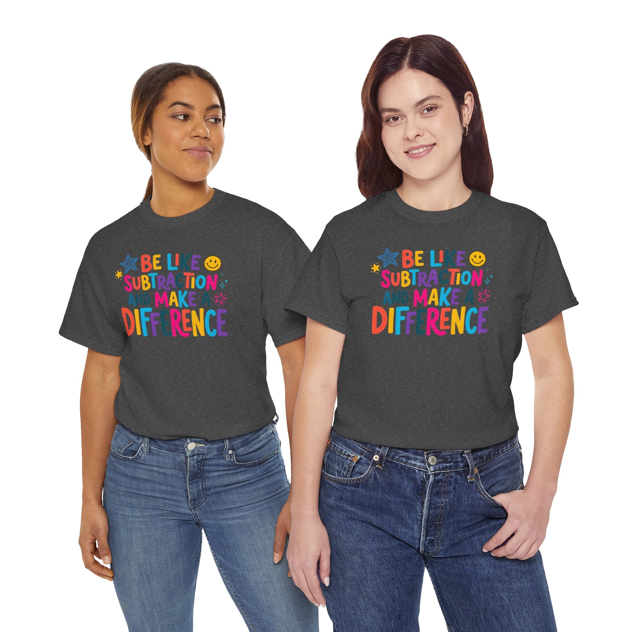 Be Like Subtraction and Make a Difference Teacher Tee | Colorful Math Classroom T-Shirt | Cr8tive Designs