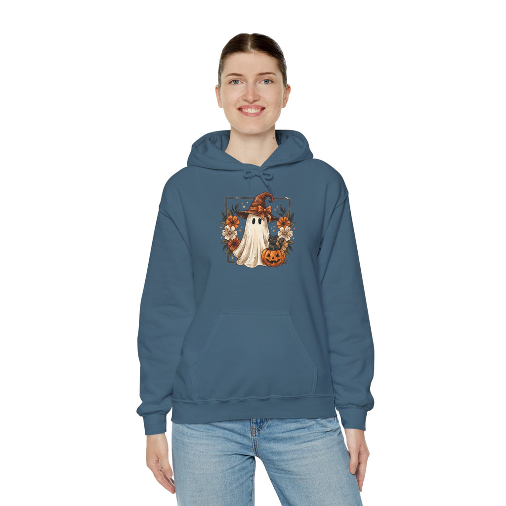 Floral Witch Ghost with Black Cat Hoodie | Cr8tive Designs