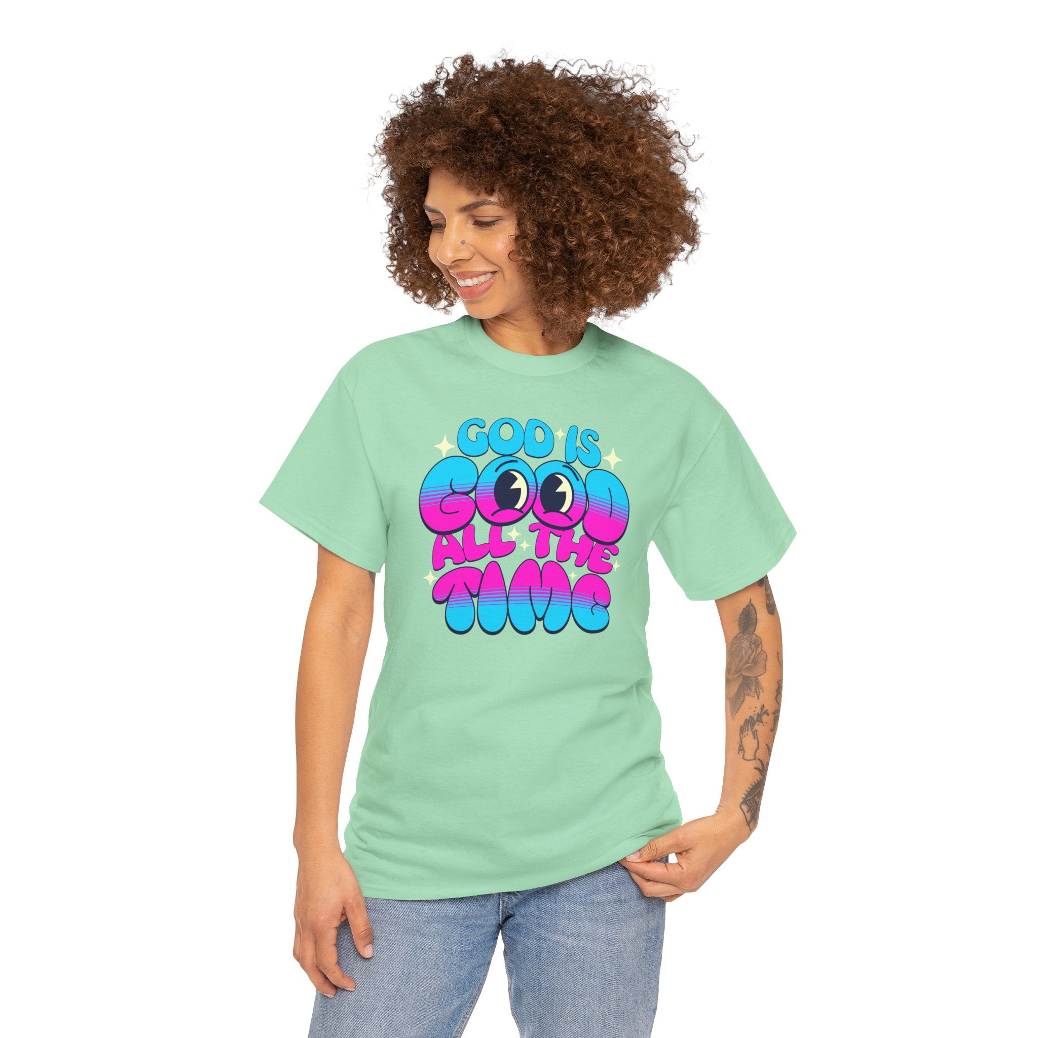God Is Good All The Time T‑Shirt | Retro Bubble Letter Faith Tee | Cr8tive Designs