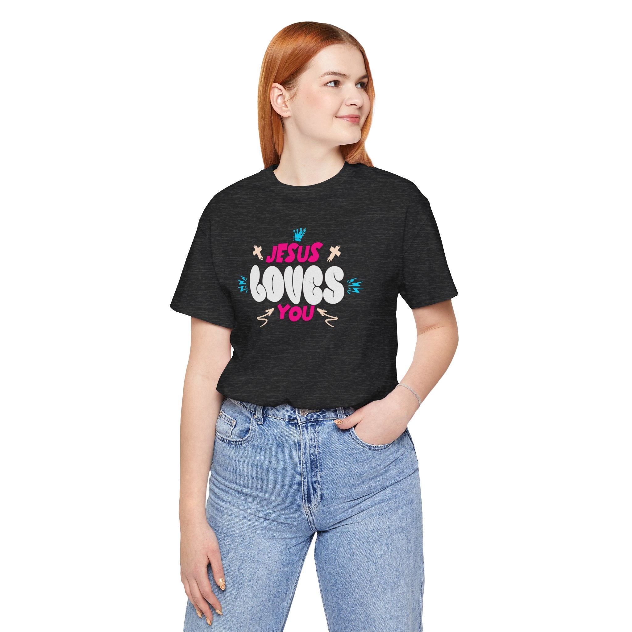 Jesus Loves You Graphic Tee — Cute Pastel Faith T-Shirt| Cr8tive Designs