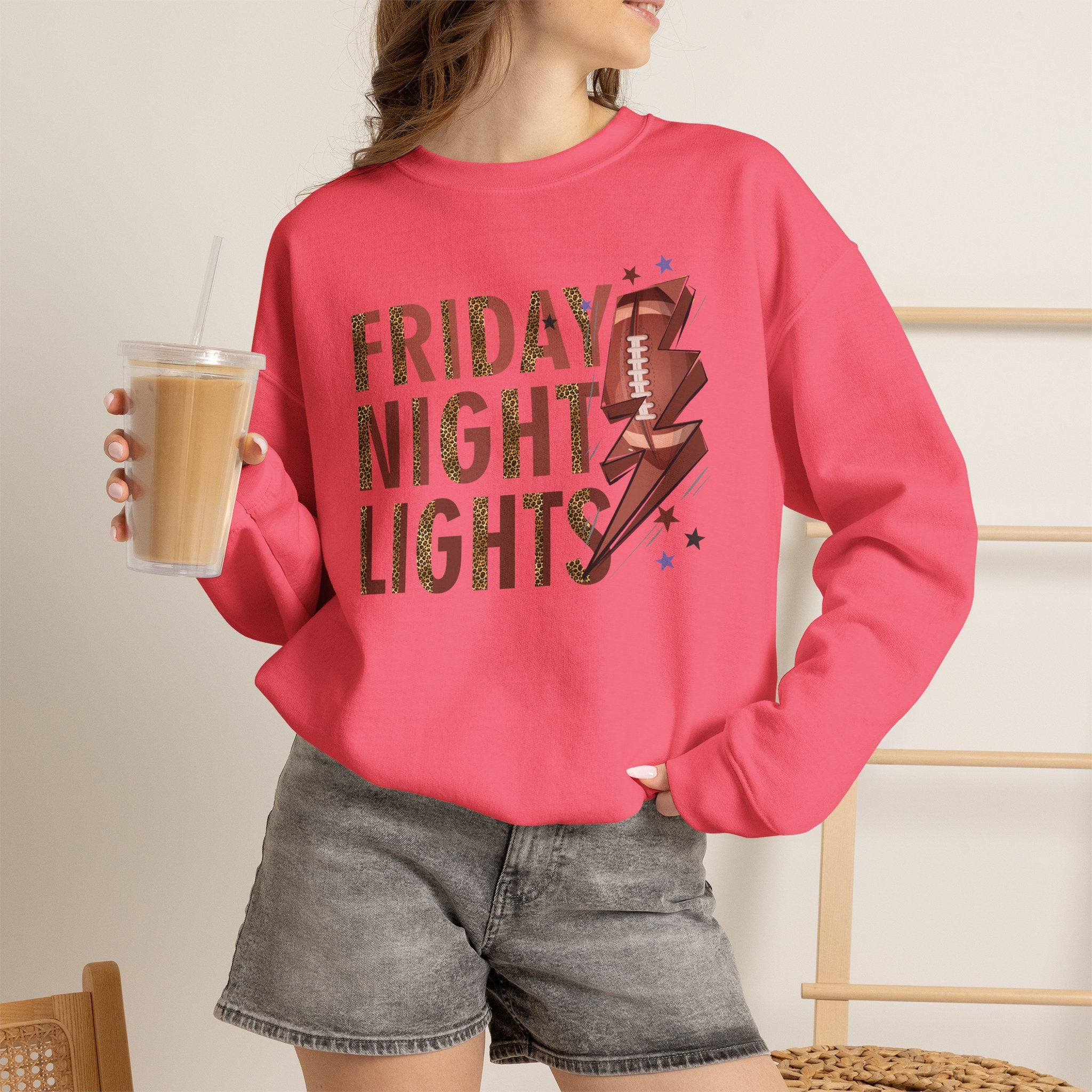 Friday Night Lights Sweatshirt | Leopard Football Lightning Bolt Crewneck | Cr8tive Designs