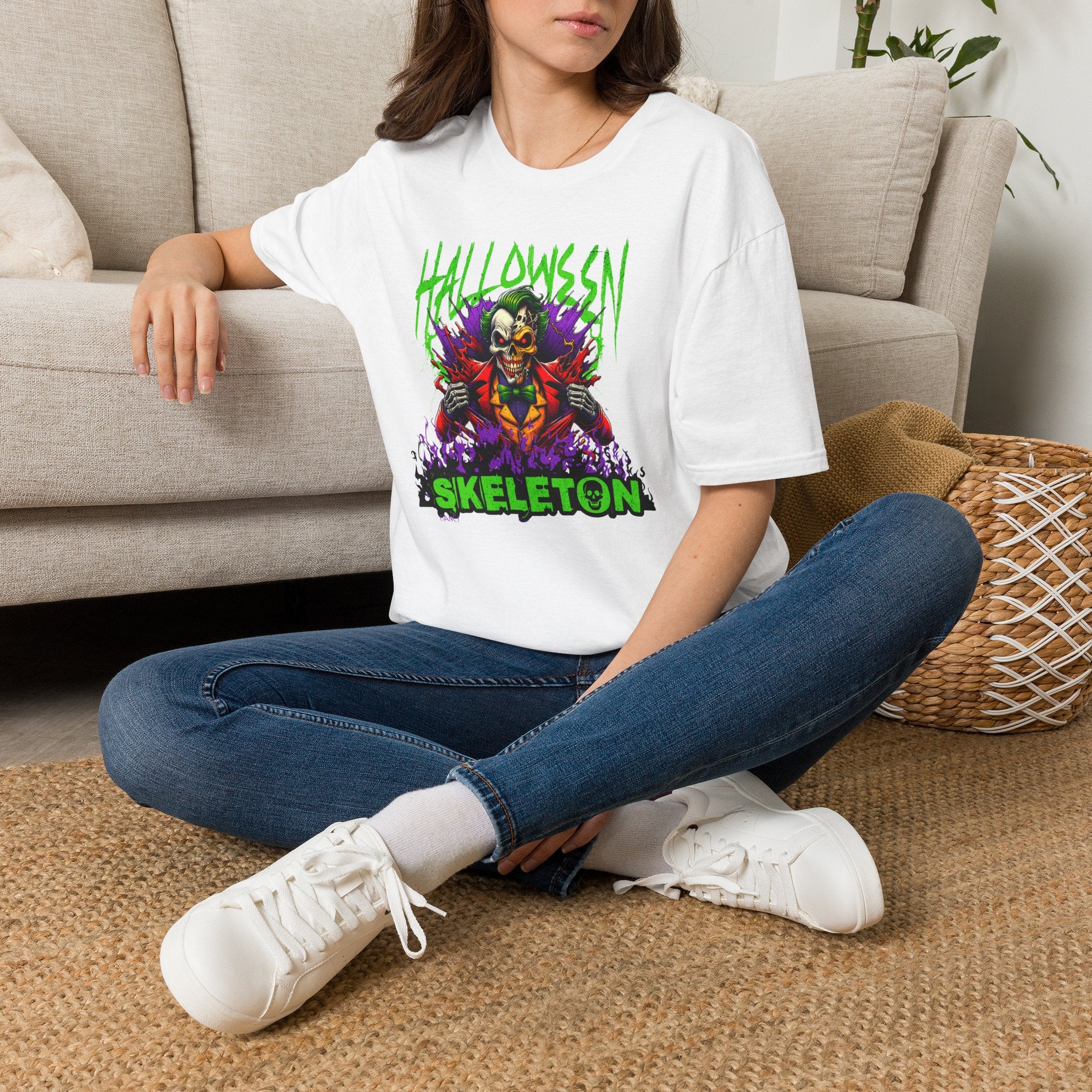 Halloween Skeleton T-Shirt | Neon Horror Clown Graphic Tee | Cr8tive Designs