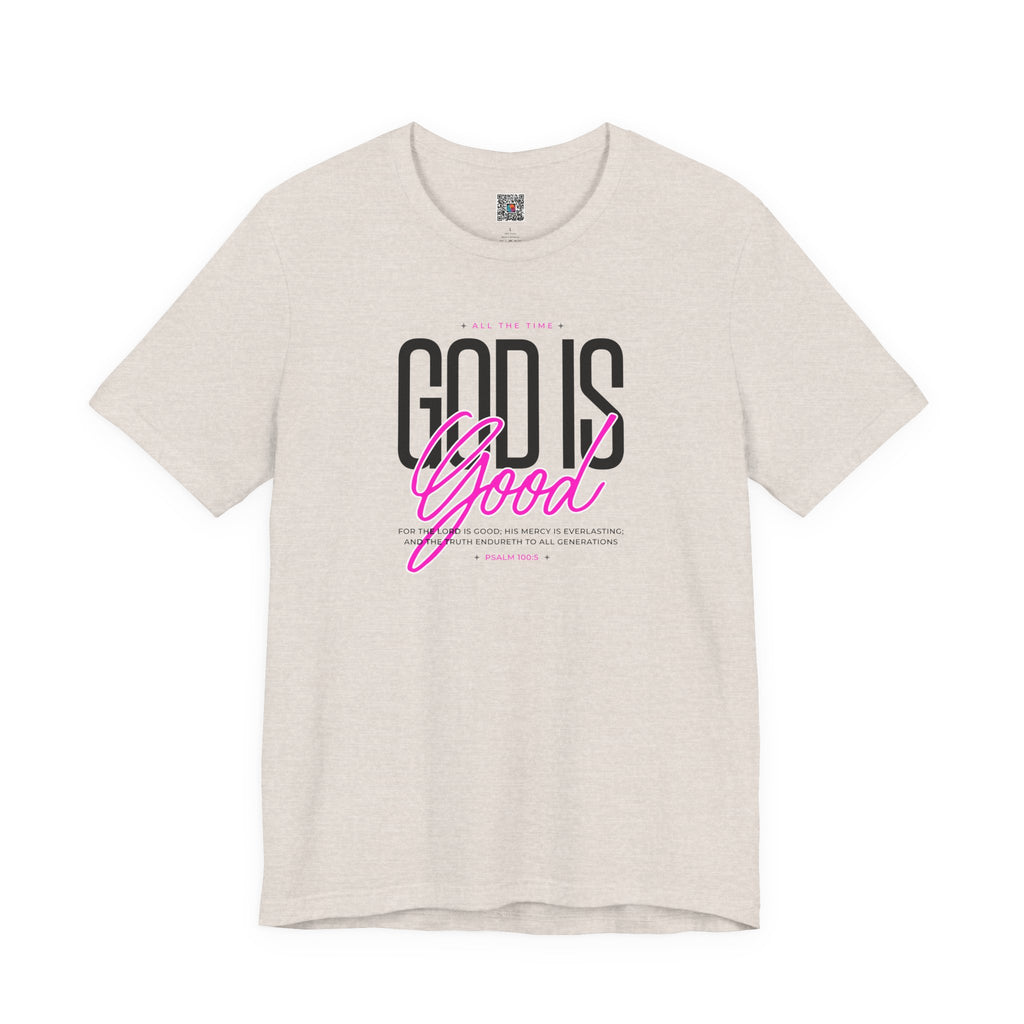 God Is Good T-Shirt | Faith Christian Tee with Pink Script | Cr8tive Designs