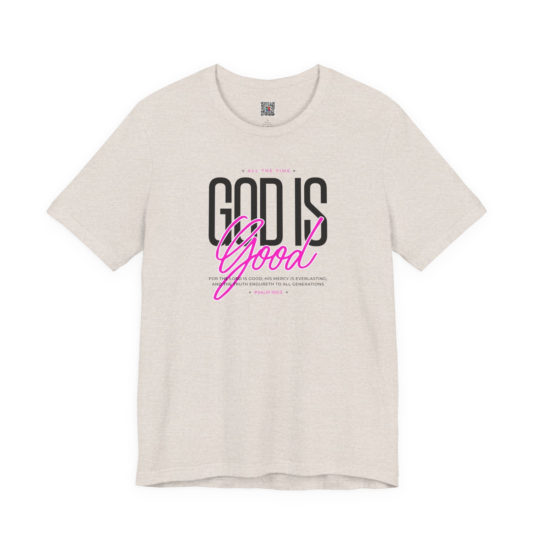 God Is Good T-Shirt | Faith Christian Tee with Pink Script | Cr8tive Designs