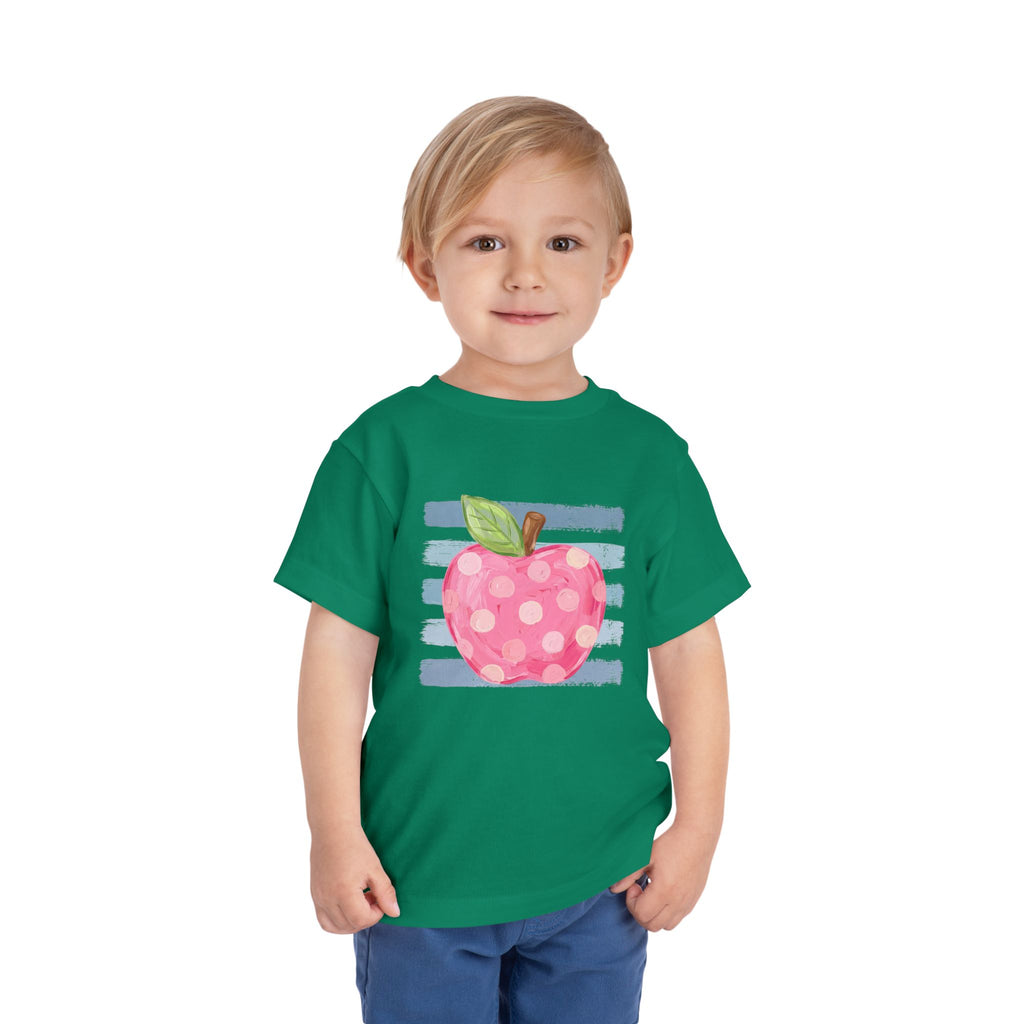 Pink Polka Dot Apple Toddler Tee | Back to School T-Shirt | Cr8tive Designs