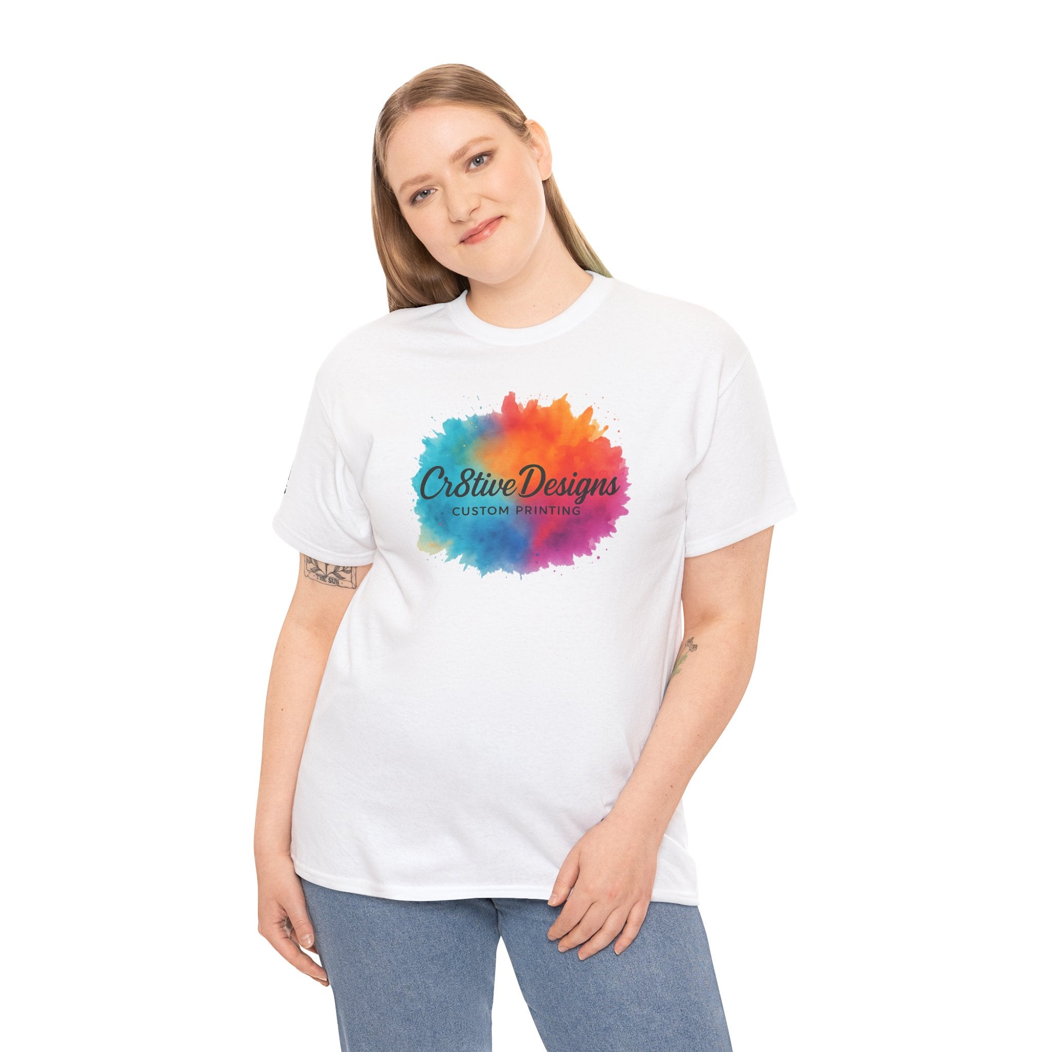 Watercolor Splash T‑Shirt — "Cr8tive Designs" Custom Printing Logo Tee