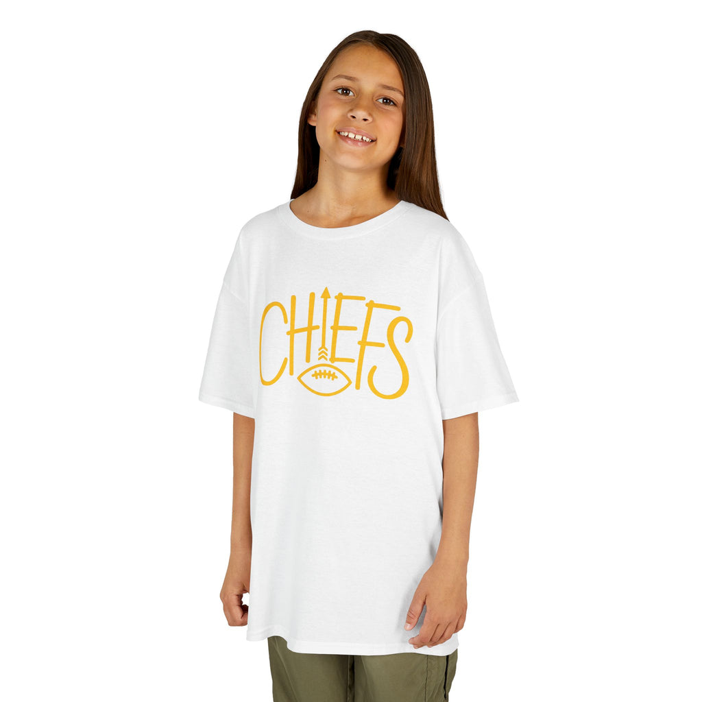 Chiefs Arrow Football Youth Shirt | Red and Gold Sunday Football Spirit Tee | Cr8tive Designs