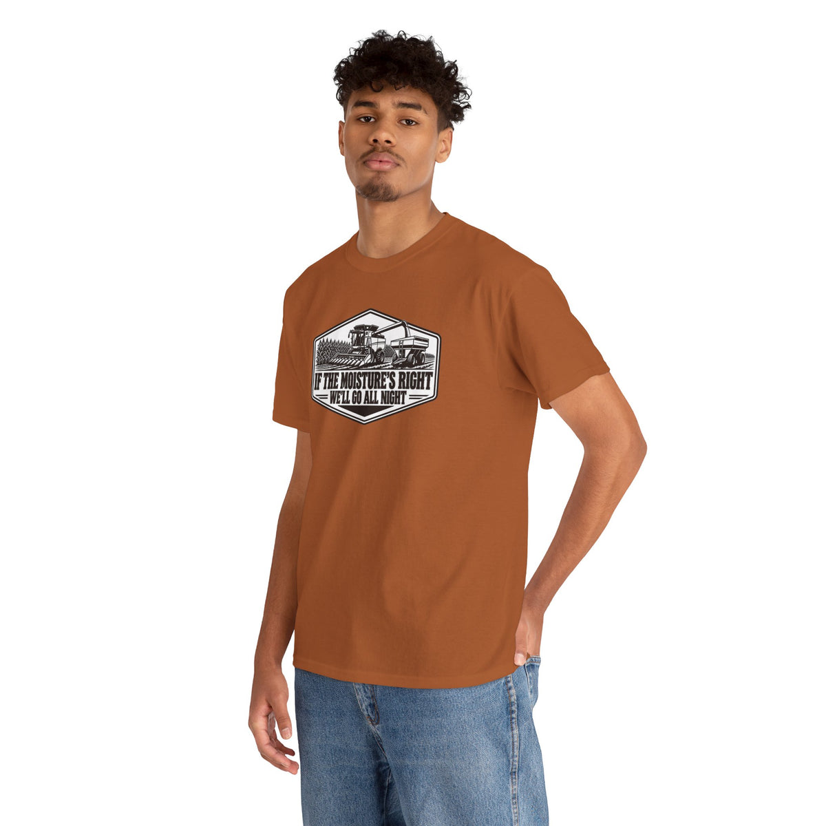 If The Moisture's Right We'll Go All Night T-Shirt | Funny Combine Harvester Graphic Tee | Cr8tive Designs