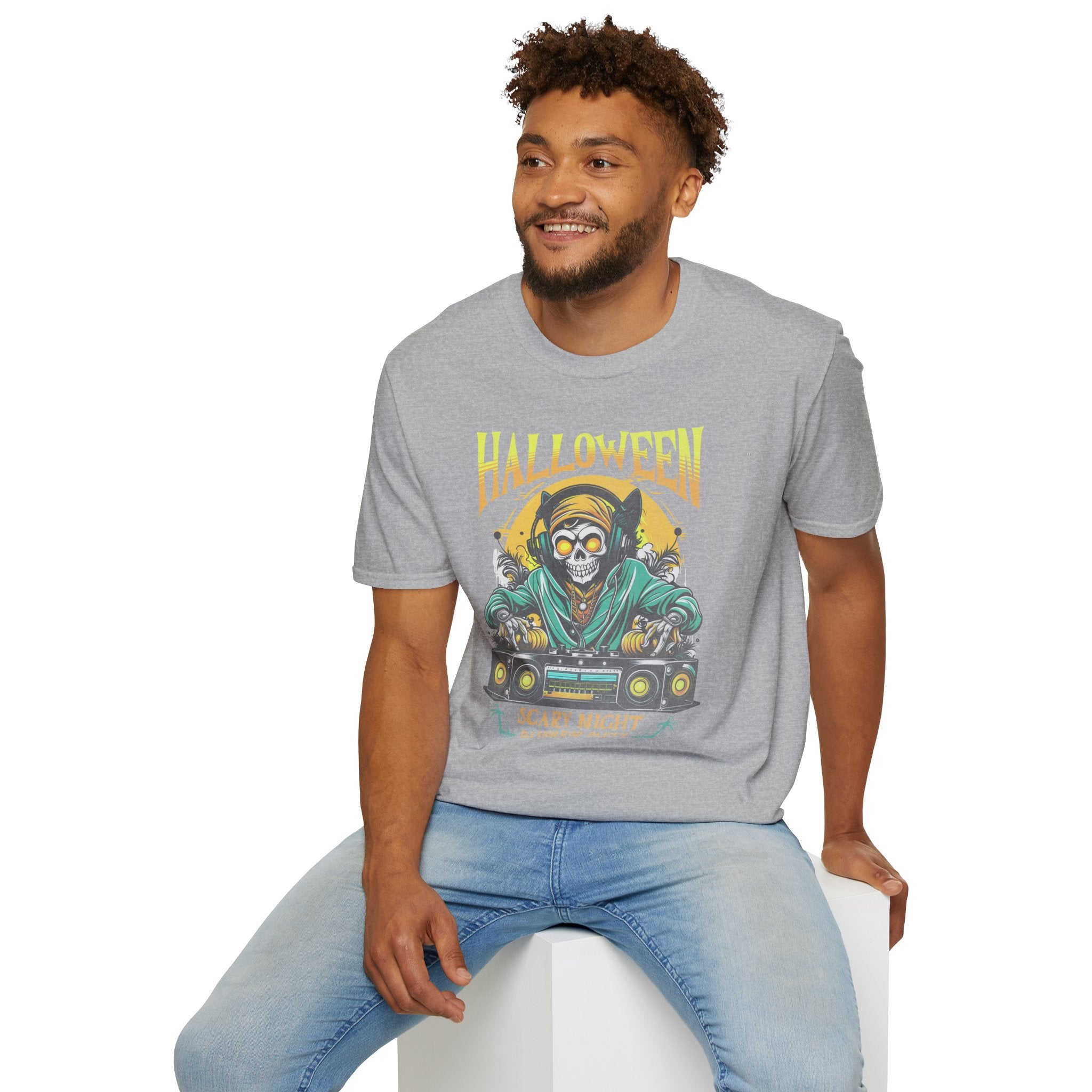 Halloween Skull DJ T-Shirt | Scary Night Party Graphic Tee | Cr8tive Designs