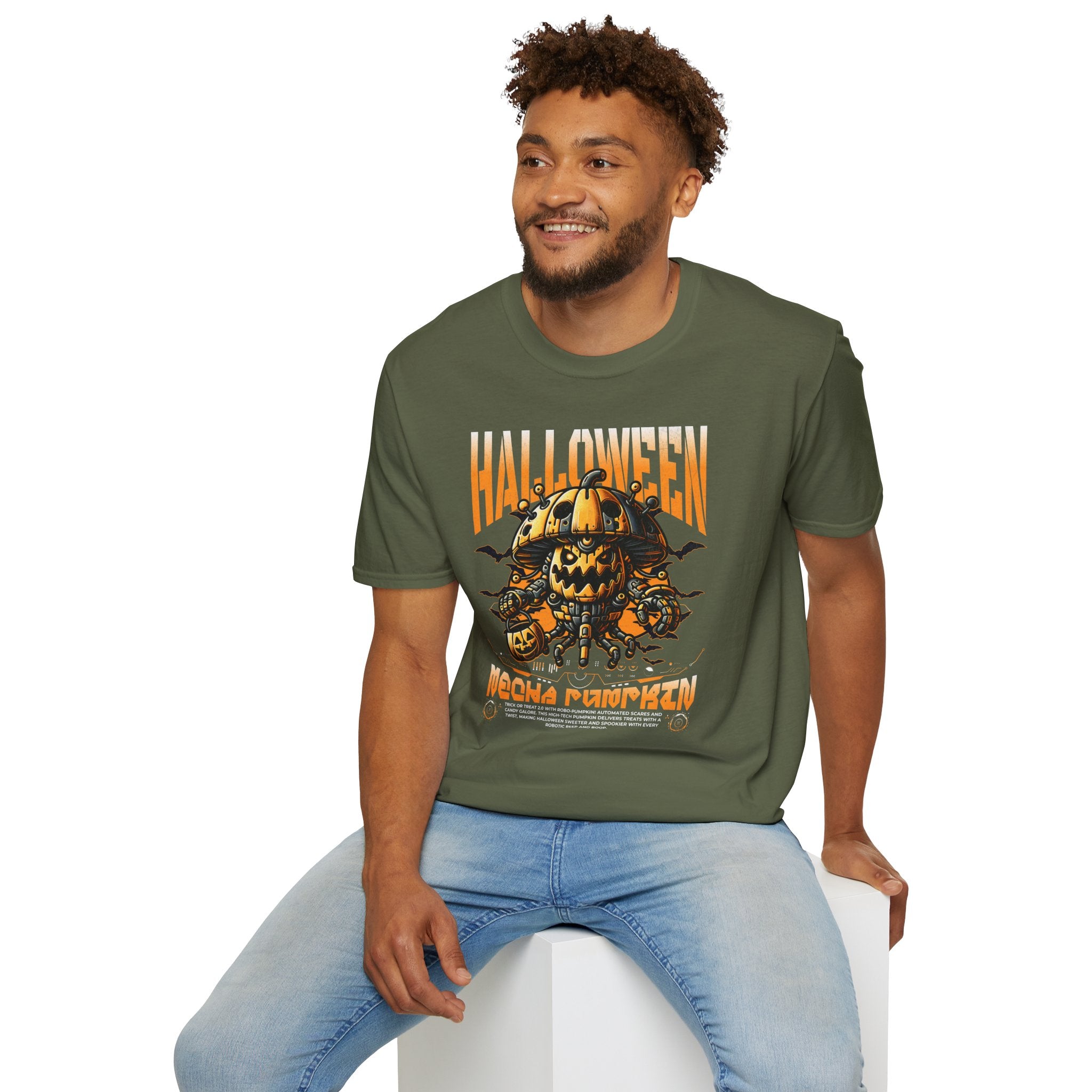 Pumpkin Halloween Tee | Retro Robot Jack-O’-Lantern Shirt | Cr8tive Designs