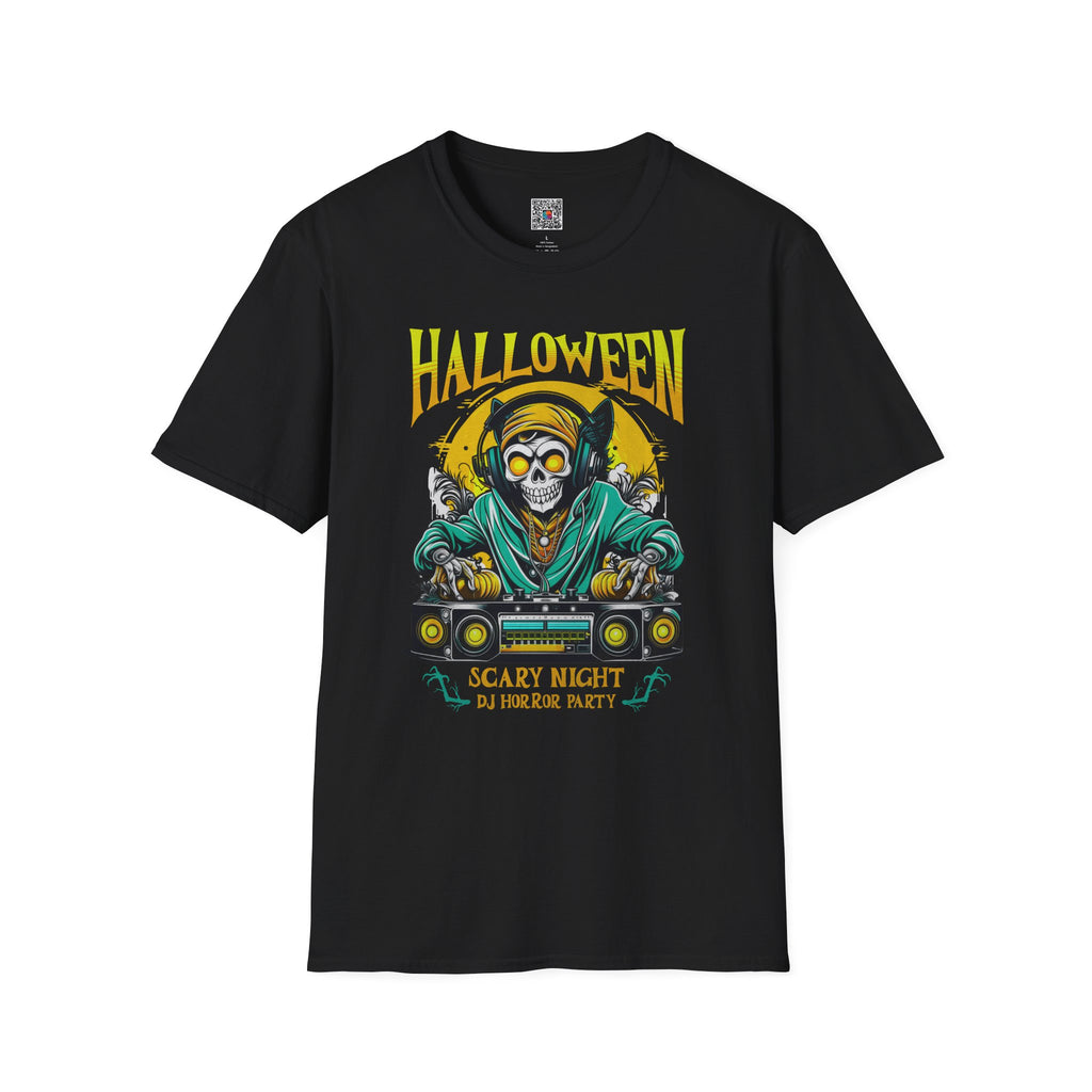Halloween Skull DJ T-Shirt | Scary Night Party Graphic Tee | Cr8tive Designs