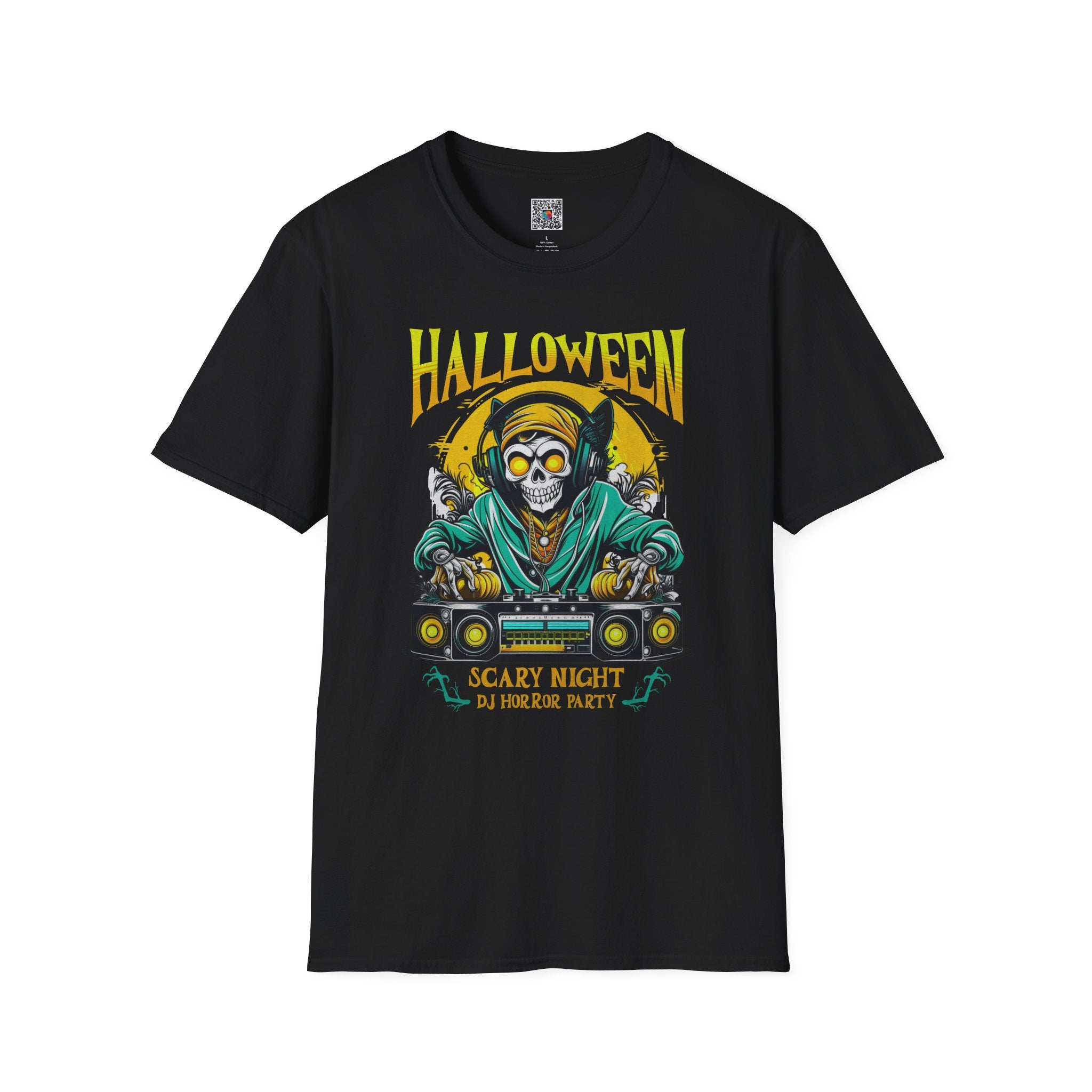 Halloween Skull DJ T-Shirt | Scary Night Party Graphic Tee | Cr8tive Designs