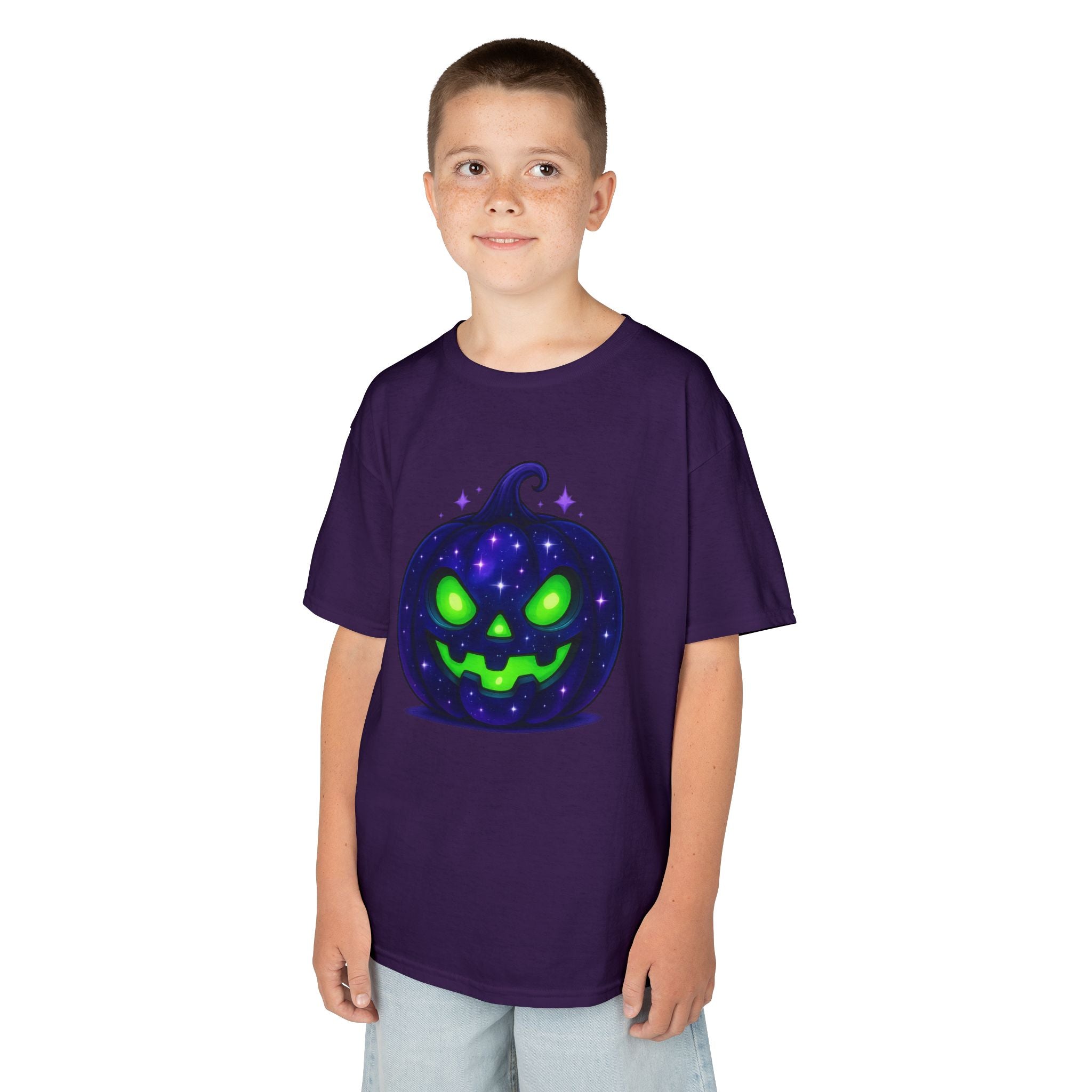 Kids Halloween Pumpkin T‑Shirt | Glowing Green Jack‑O'Lantern Tee |Cr8tive Designs