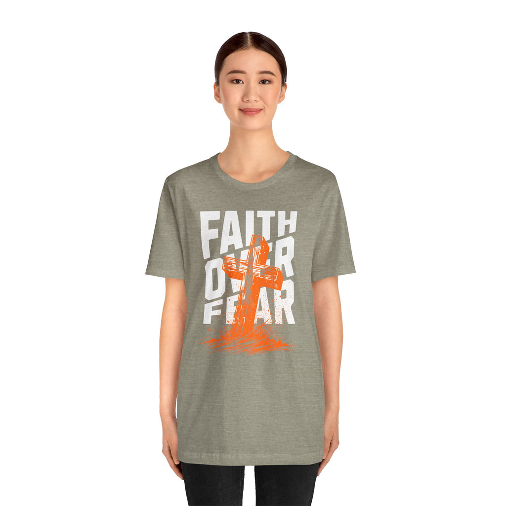 Faith Over Fear Tee | Christian Cross Inspirational Short Sleeve Shirt | Cr8tive Designs