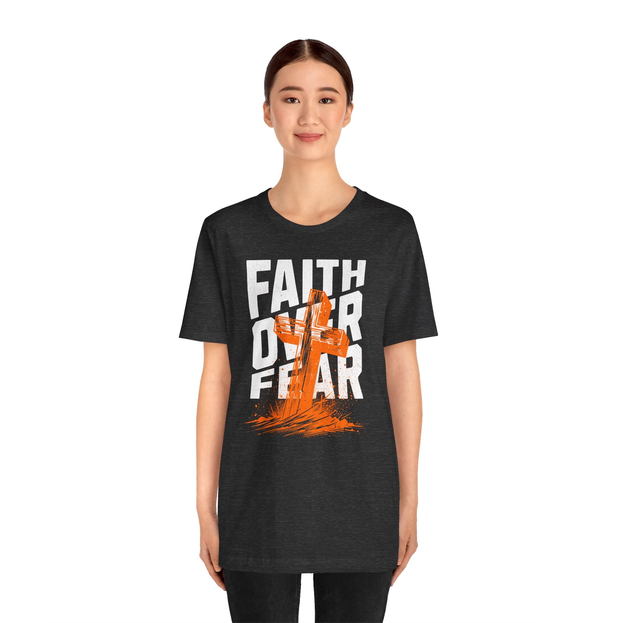 Faith Over Fear Tee | Christian Cross Inspirational Short Sleeve Shirt | Cr8tive Designs