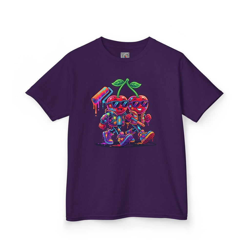 Kids Cherry Squad Graphic Tee | Colorful Retro Gamer Fruit | Cr8tive Designs