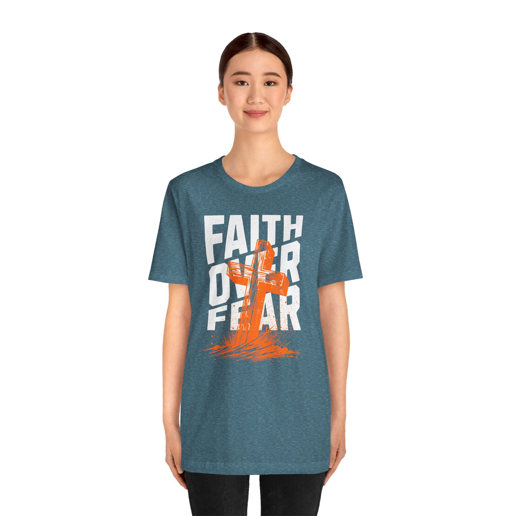 Faith Over Fear Tee | Christian Cross Inspirational Short Sleeve Shirt | Cr8tive Designs