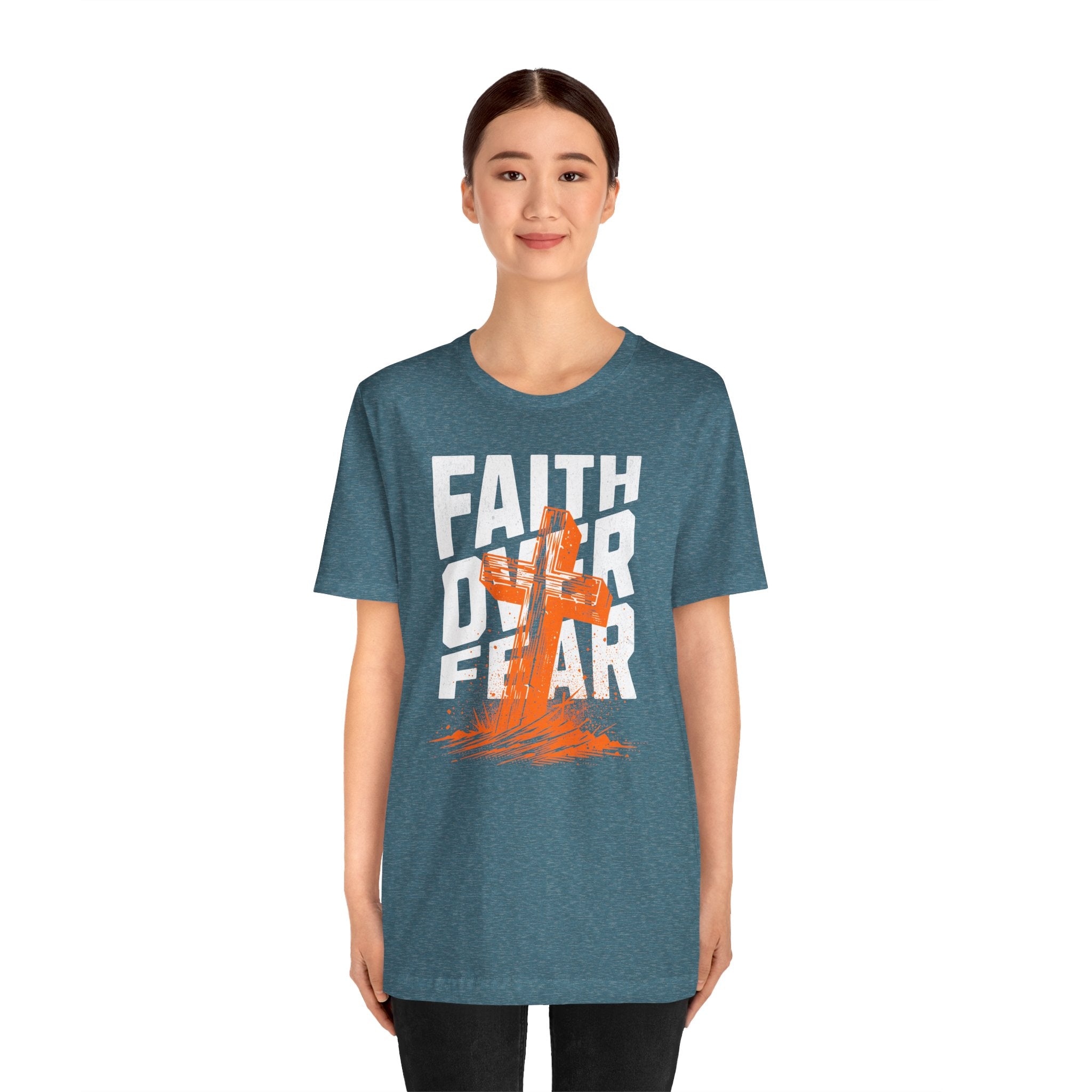 Faith Over Fear Tee | Christian Cross Inspirational Short Sleeve Shirt | Cr8tive Designs