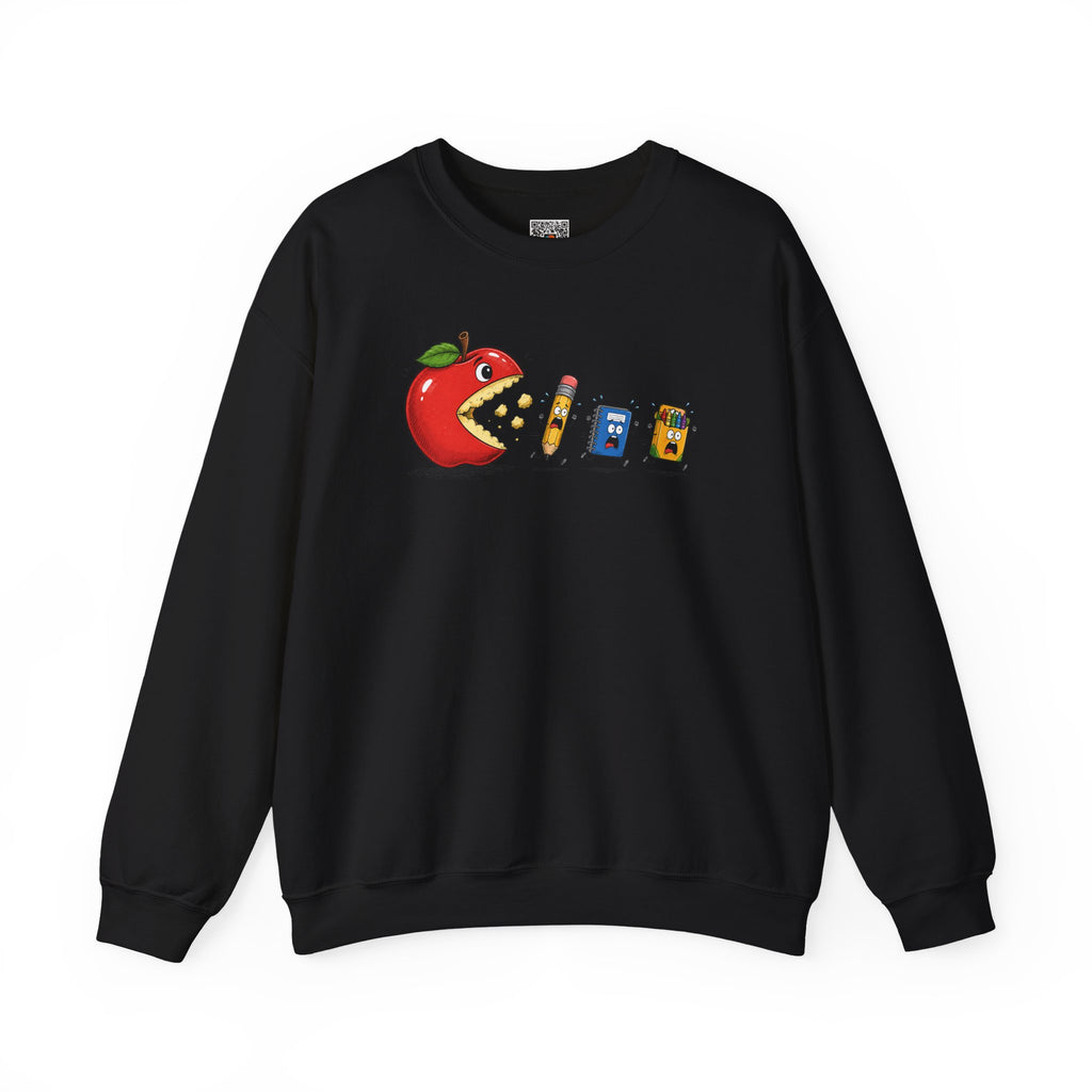 Crewneck Sweatshirt | Playful 'Apple Pac-Man' Back-to-School Graphic | Cr8tive Designs