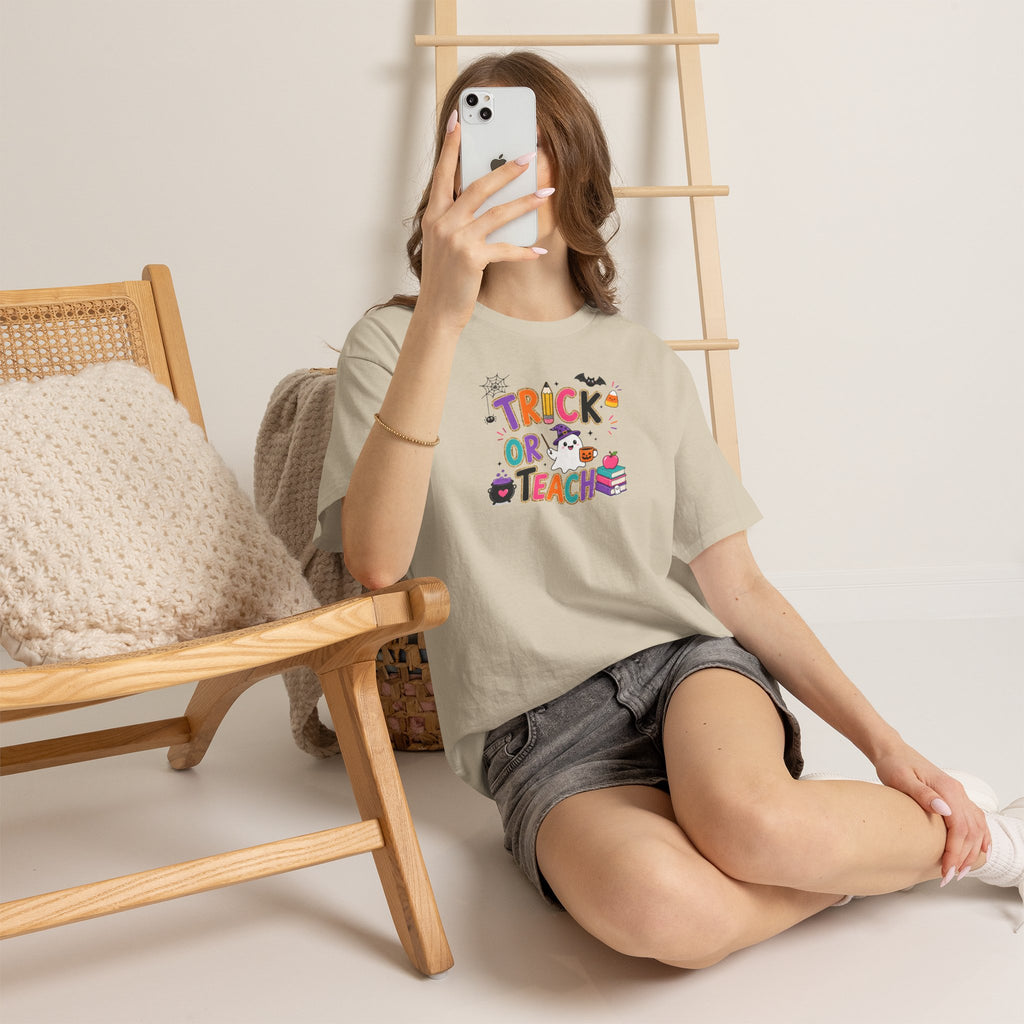 Trick or Teach Halloween Teacher Tee | Cute Spooky Classroom T-Shirt | Cr8tive Designs