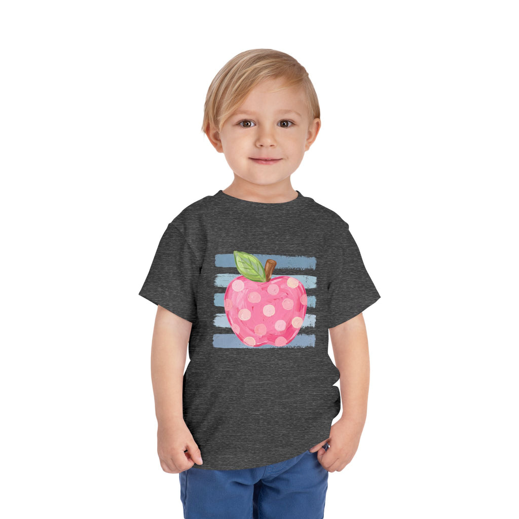 Pink Polka Dot Apple Toddler Tee | Back to School T-Shirt | Cr8tive Designs