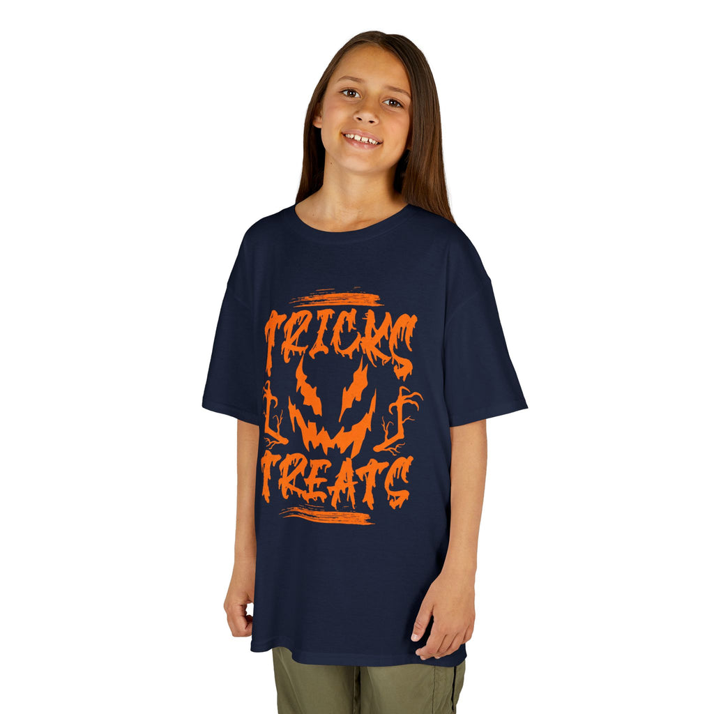 Kids Halloween Tee | 'Tricks & Treats' Spooky Jack-O'-Lantern Graphic | Cr8tive Designs