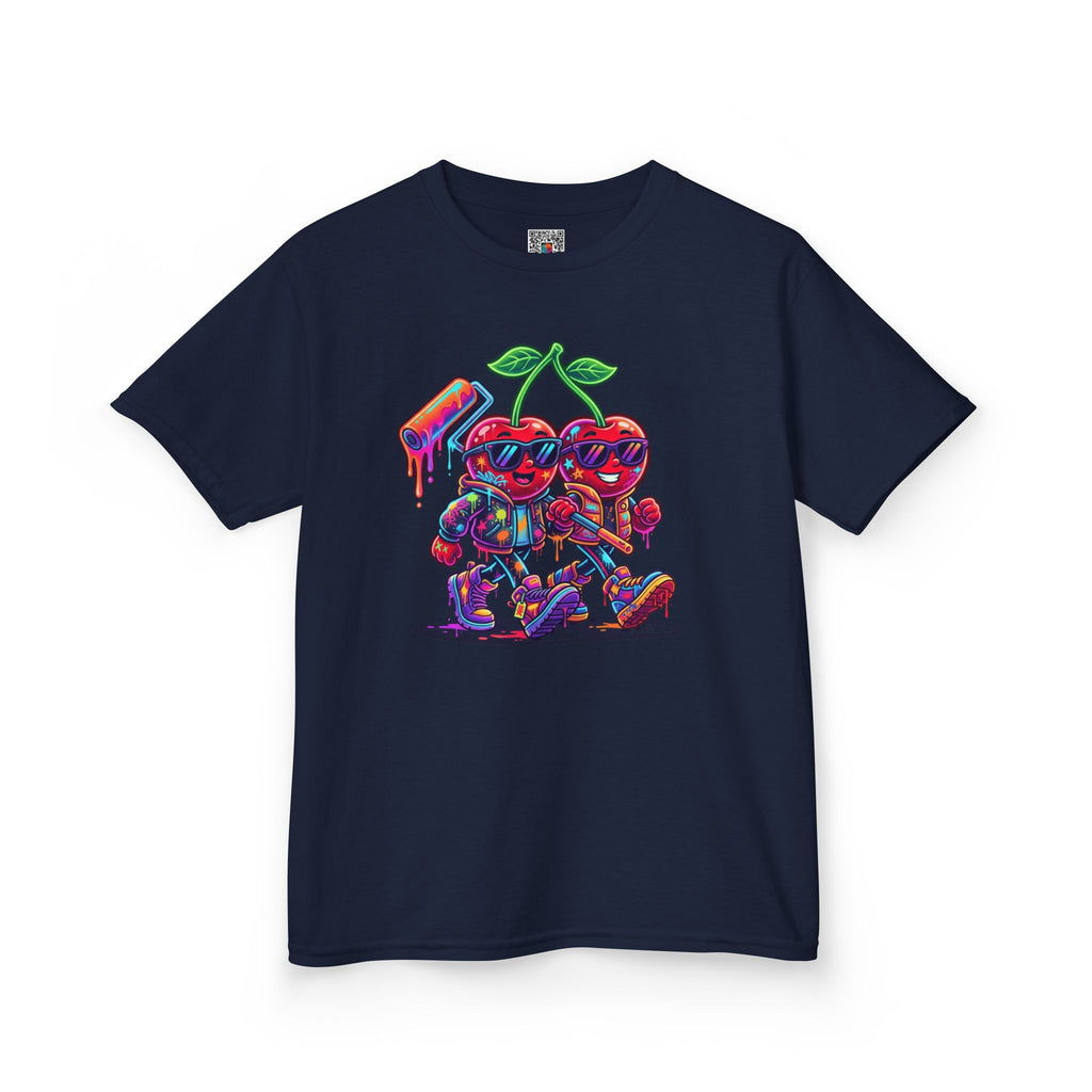 Kids Cherry Squad Graphic Tee | Colorful Retro Gamer Fruit | Cr8tive Designs