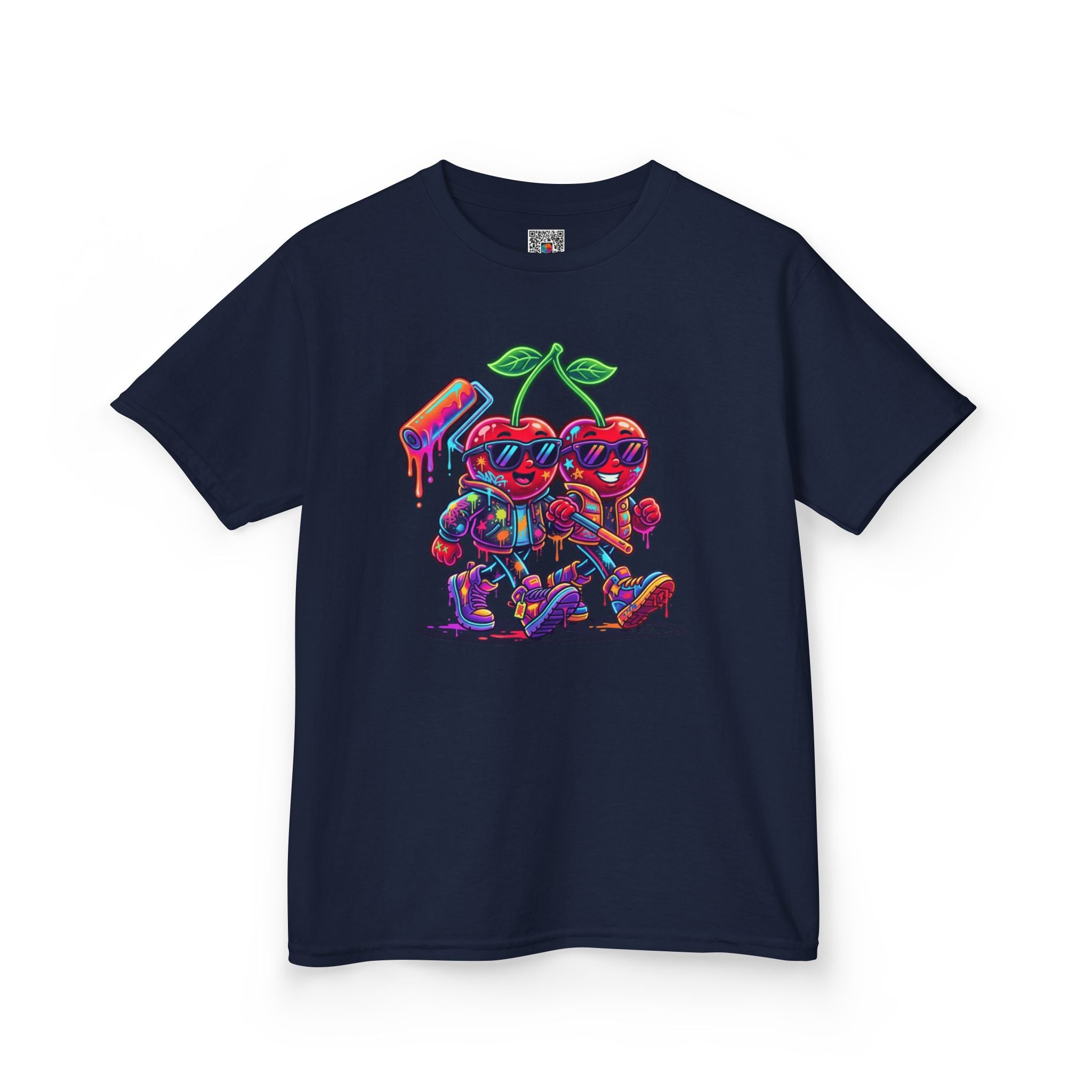Kids Cherry Squad Graphic Tee | Colorful Retro Gamer Fruit | Cr8tive Designs