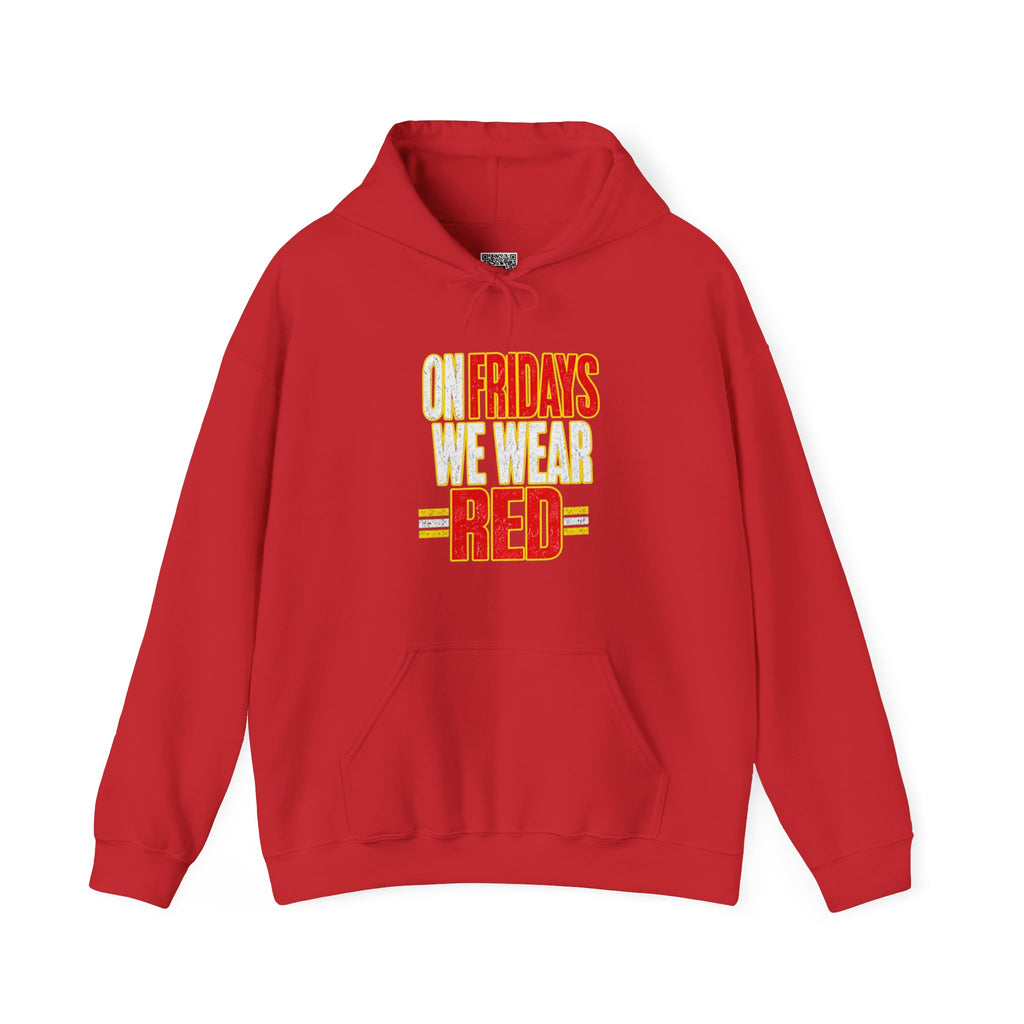 On Fridays We Wear Red | Distressed Football Fan Hoodie | Cr8tive Designs